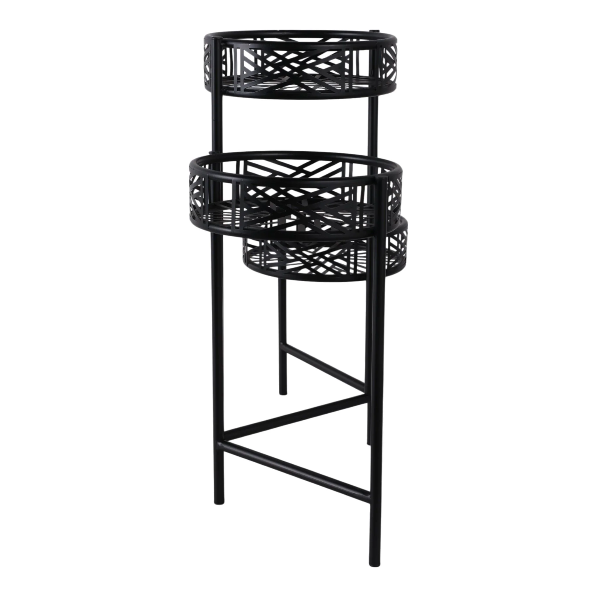 22" Folding 3-tier Geo Plant Stand, Black - Image 3
