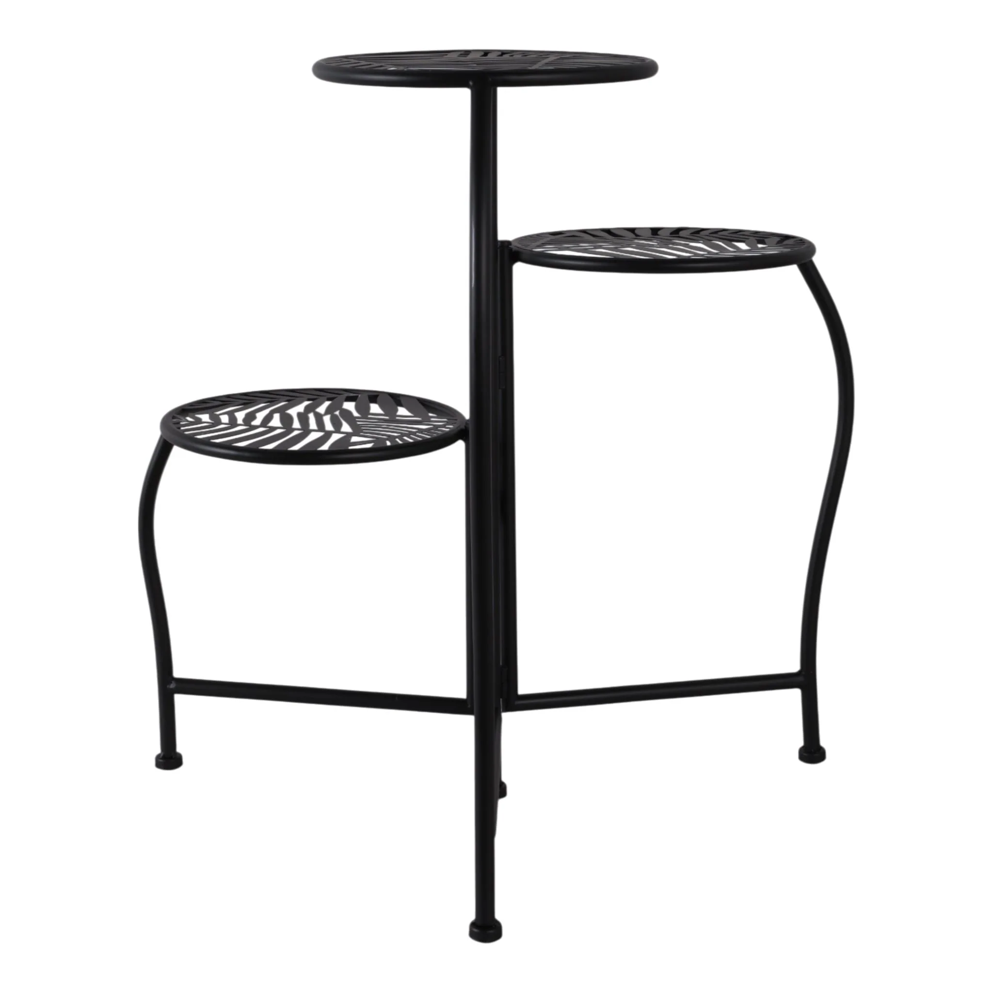 22" Folding 3-tier Leaves Plant Stand, Black - Image 4