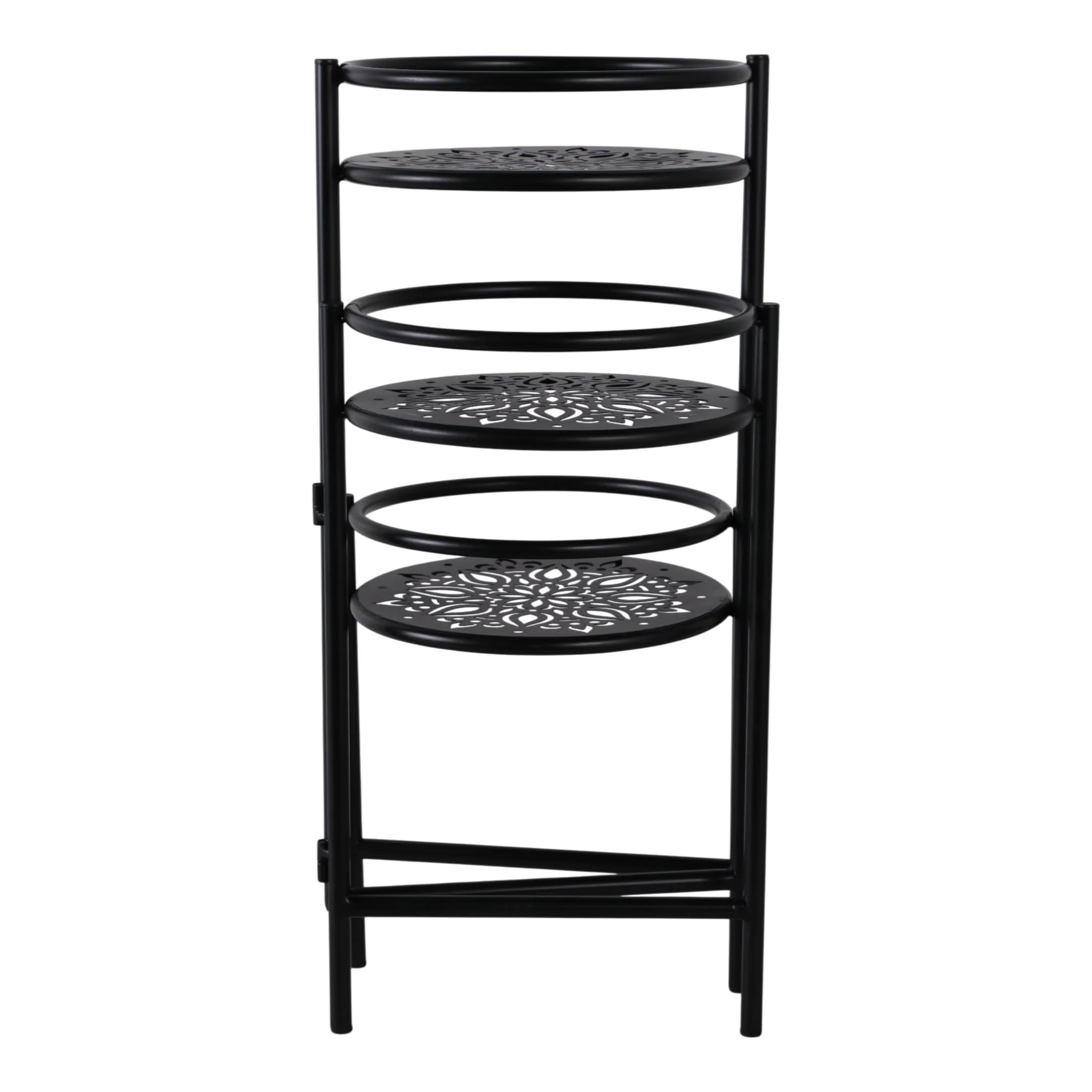 22" Folding 3-tier Mandala Plant Stand, Black - Image 6