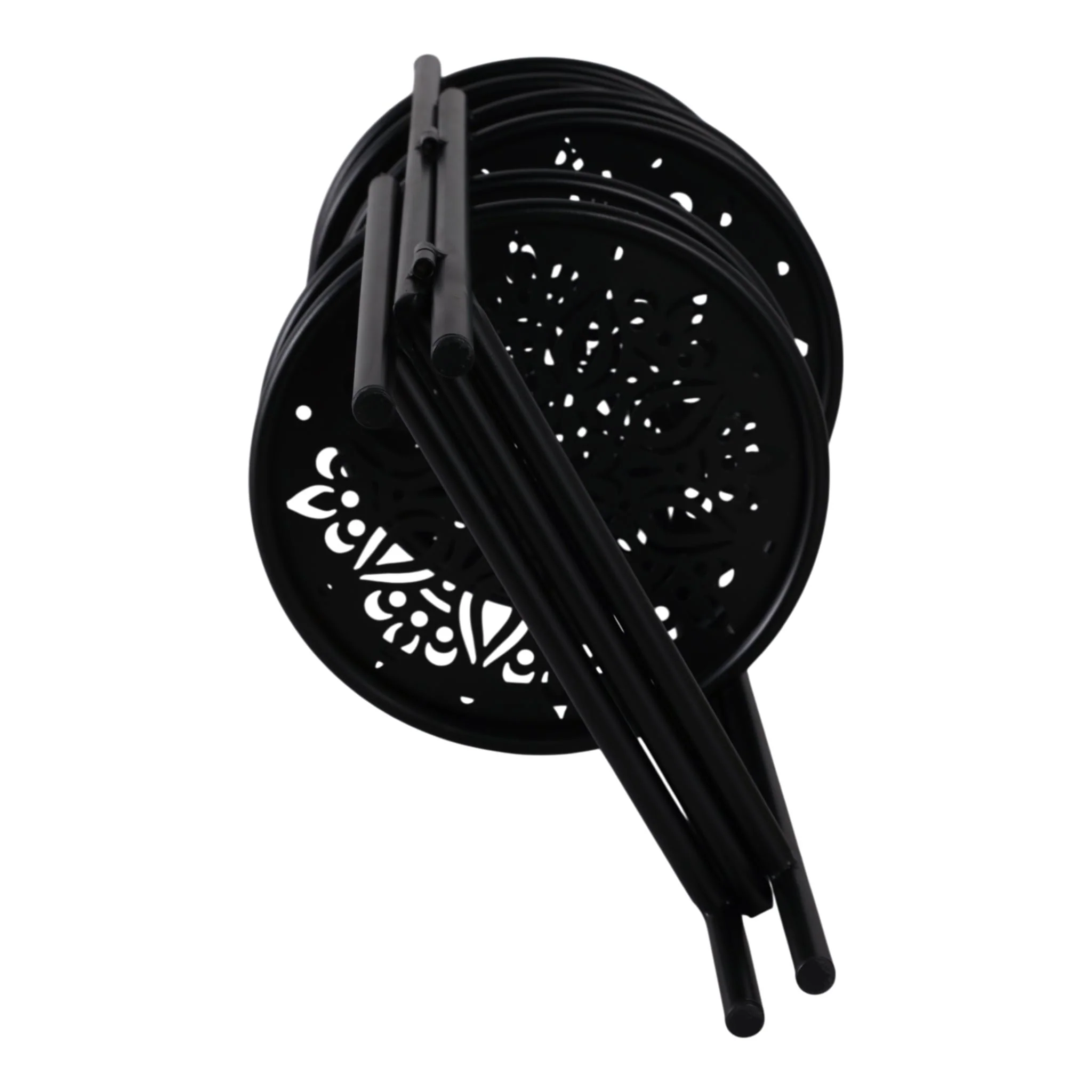 22" Folding 3-tier Mandala Plant Stand, Black - Image 8