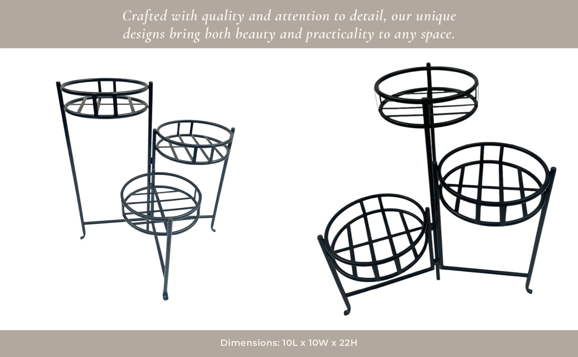 22" Folding 3-tier Plant Stand, Black - Image 12