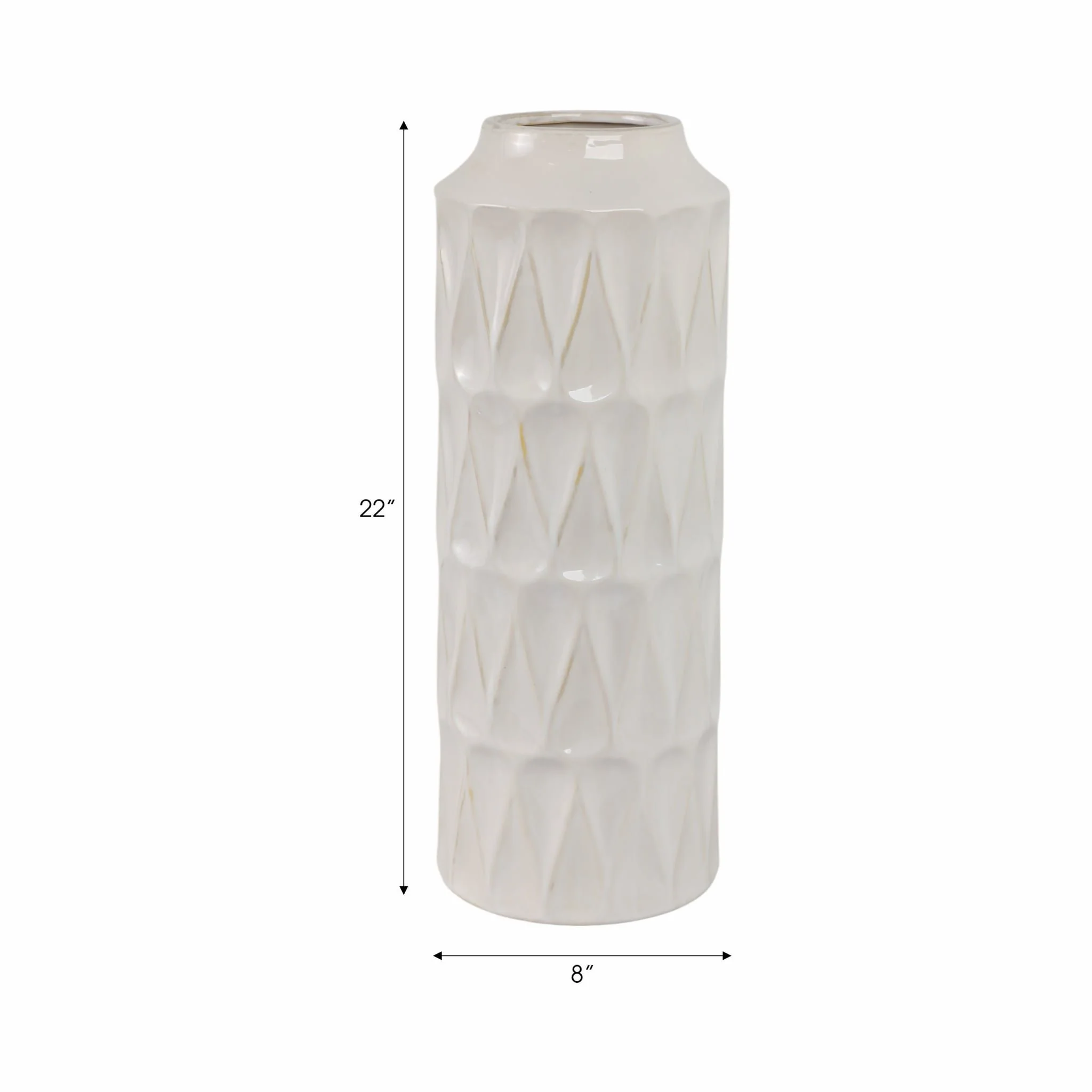22"h Teardrop Vase, White - Image 8