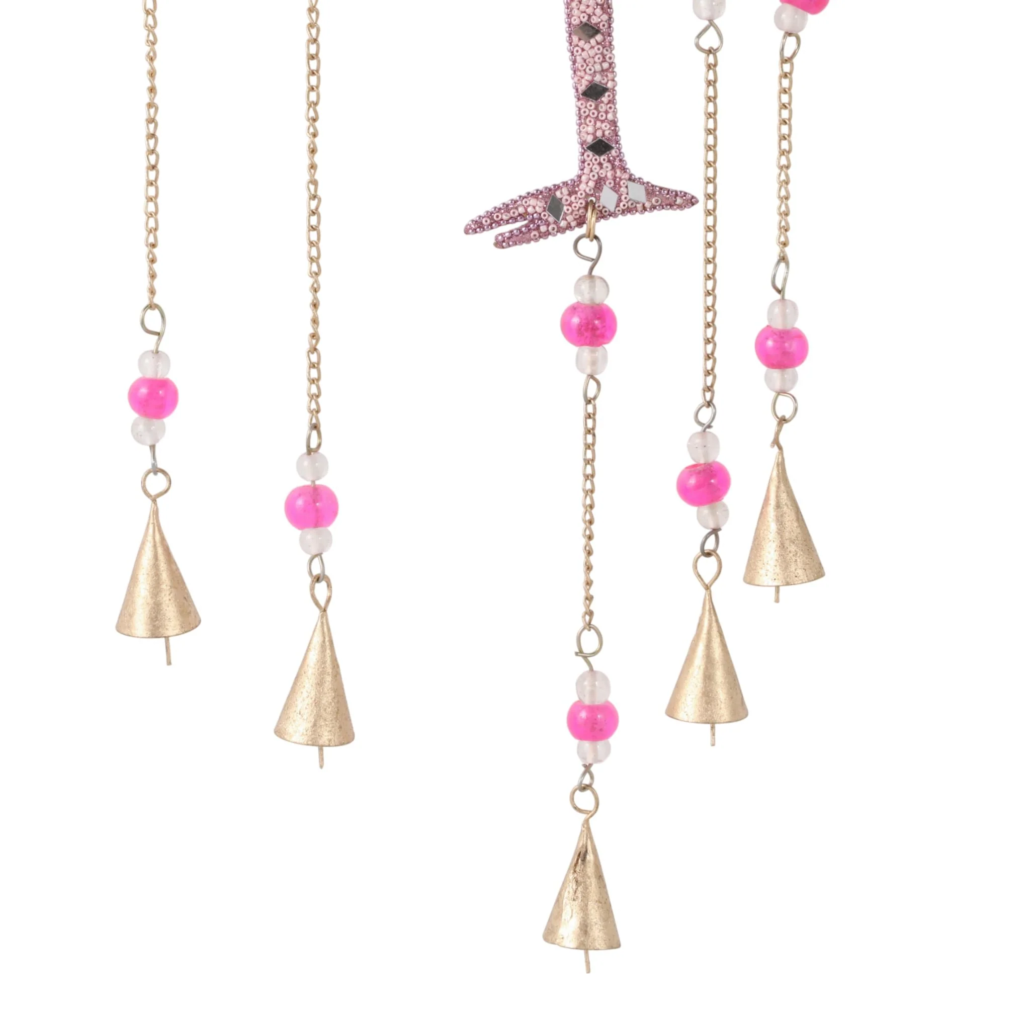 22x10" Beaded Mosaic Flamingo Chime, Pink - Image 5