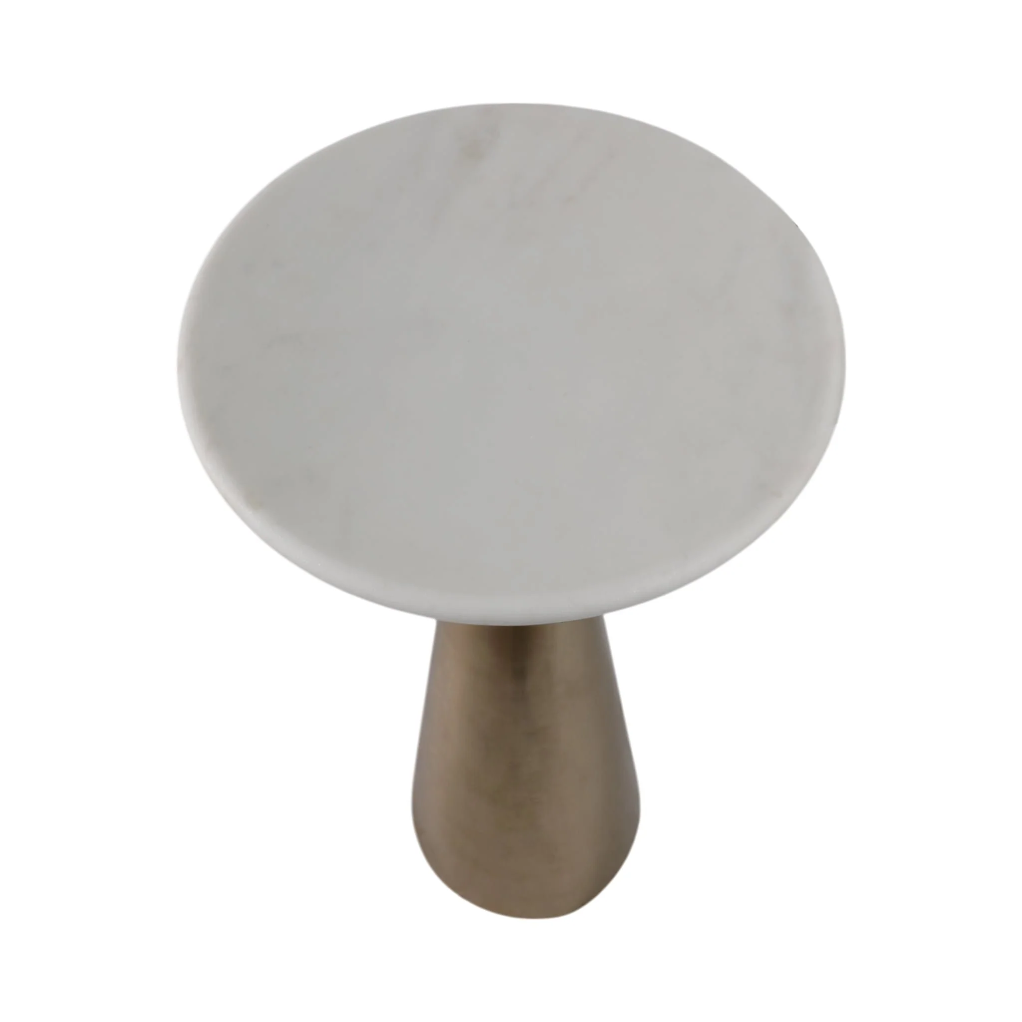 22x11"tapered Metal Base&mrble Drink Table,wht/gld - Image 7
