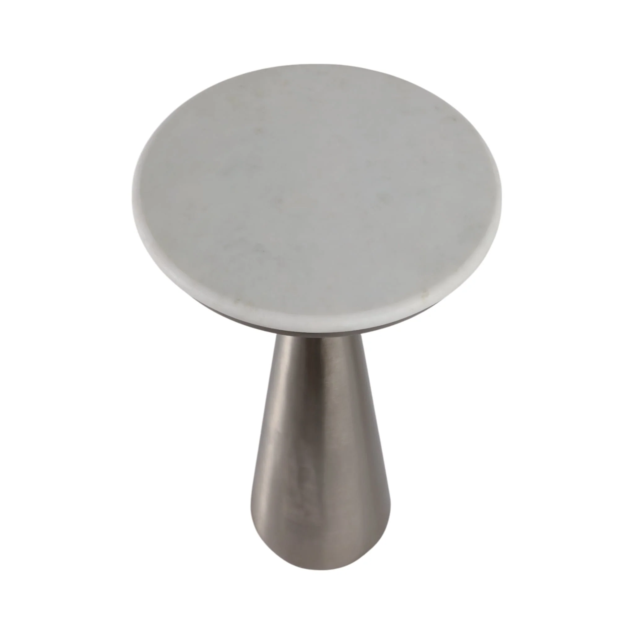 22x11"tapered Metal Base&mrble Drink Table,wht/slv - Image 7