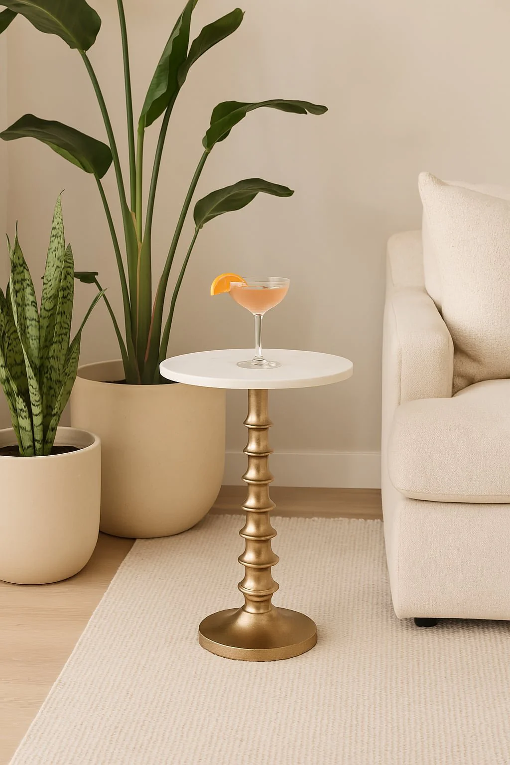 22x16" Layered Lilypad Accent Table, White/gold - Image 11
