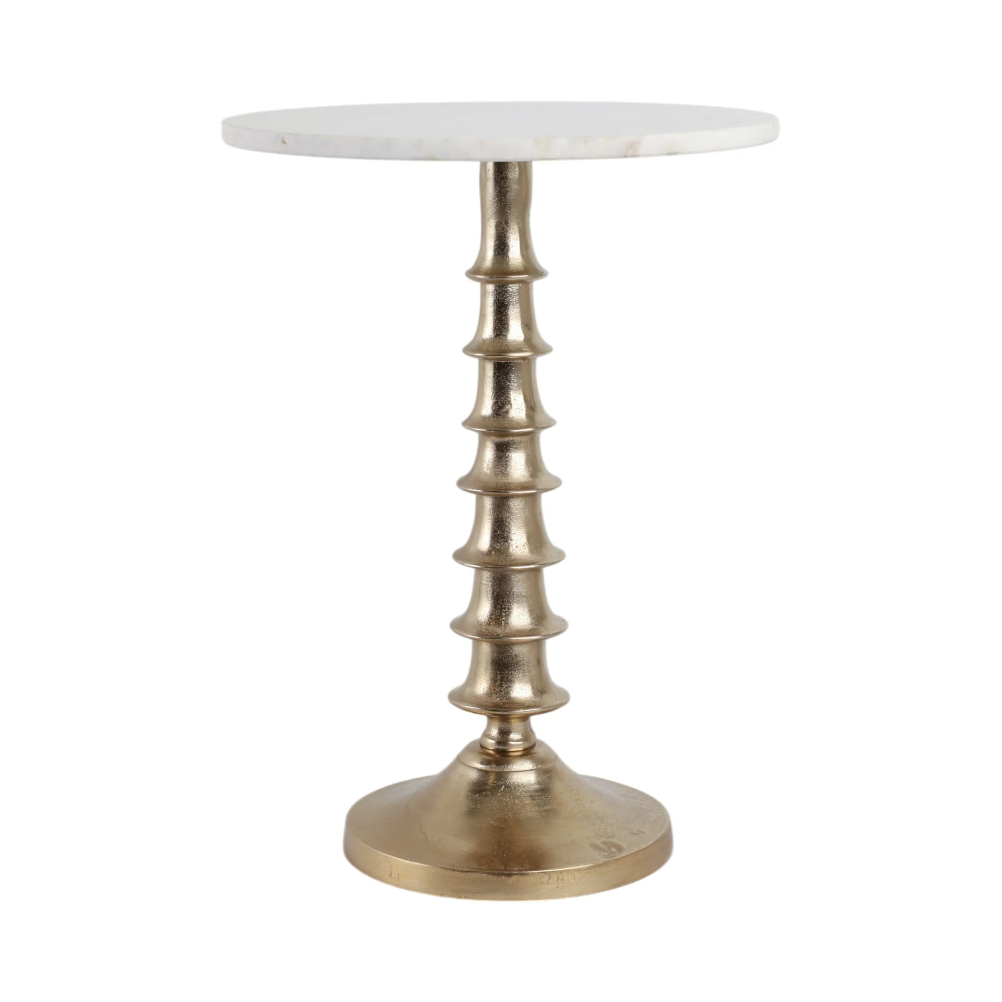 22x16" Layered Lilypad Accent Table, White/gold - Image 3
