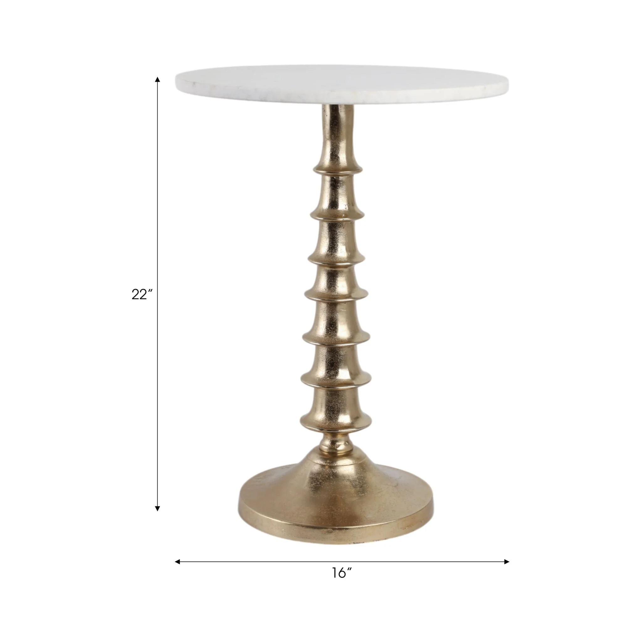 22x16" Layered Lilypad Accent Table, White/gold - Image 8