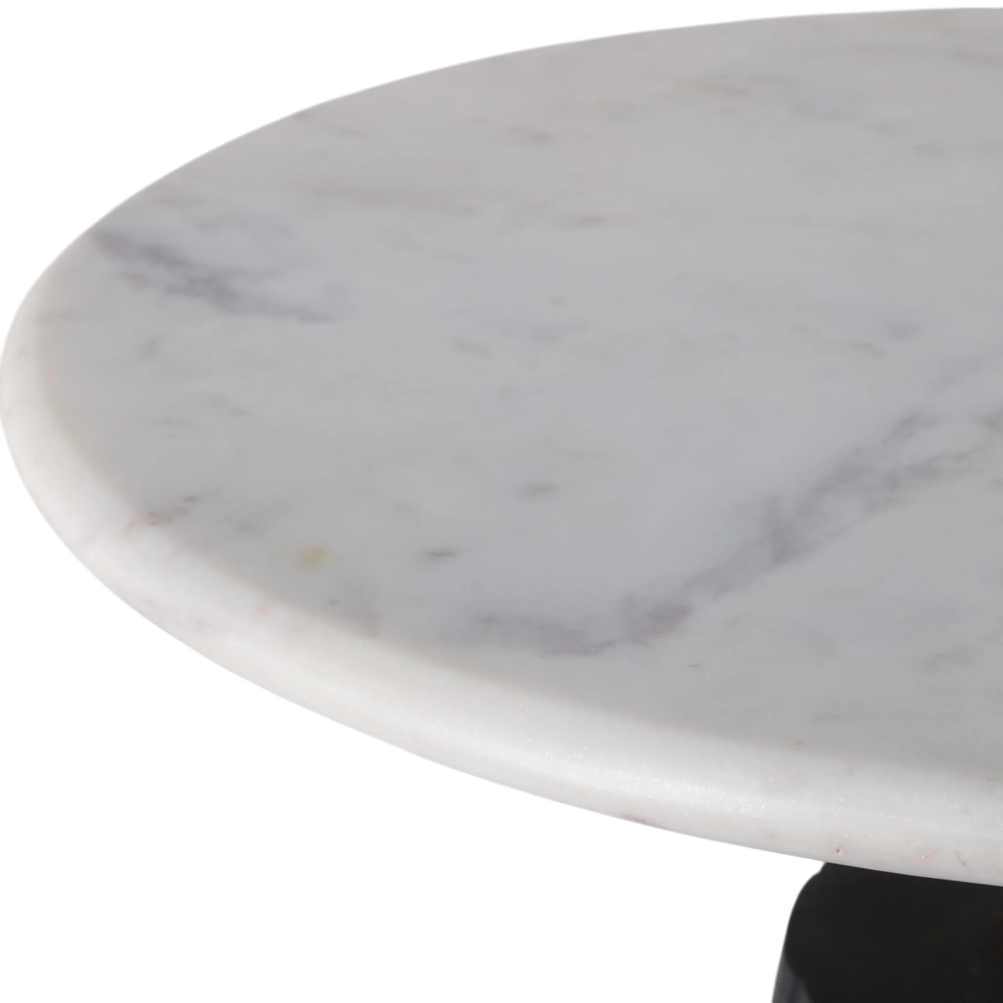22x17" Fluted Base Marble Top Accent Table,wht/blk - Image 6