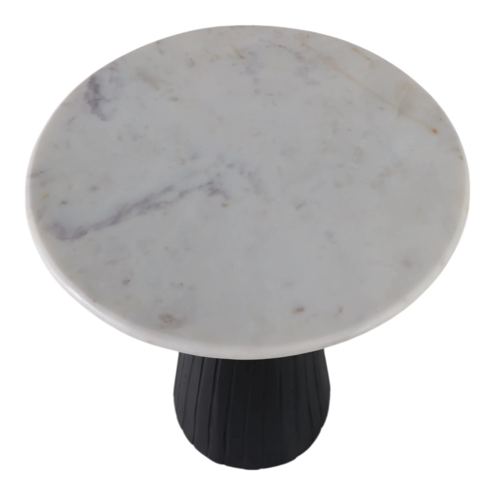 22x17" Fluted Base Marble Top Accent Table,wht/blk - Image 8