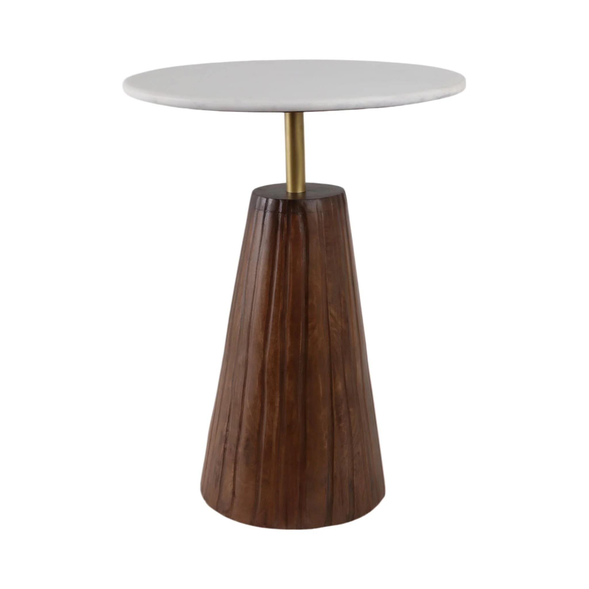 22x17" Fluted Base Marble Top Accent Table,wht/brw - Image 2