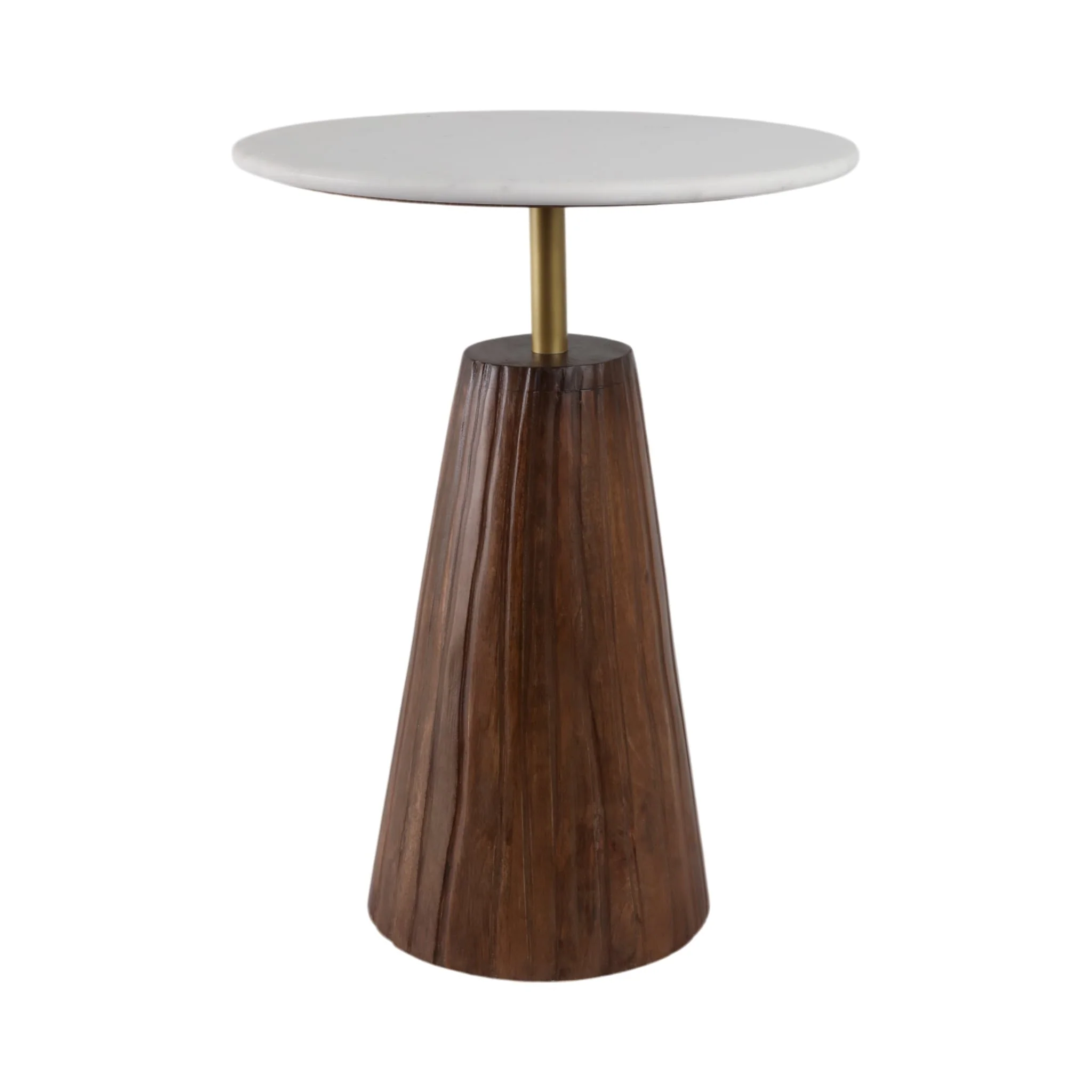 22x17" Fluted Base Marble Top Accent Table,wht/brw - Image 3