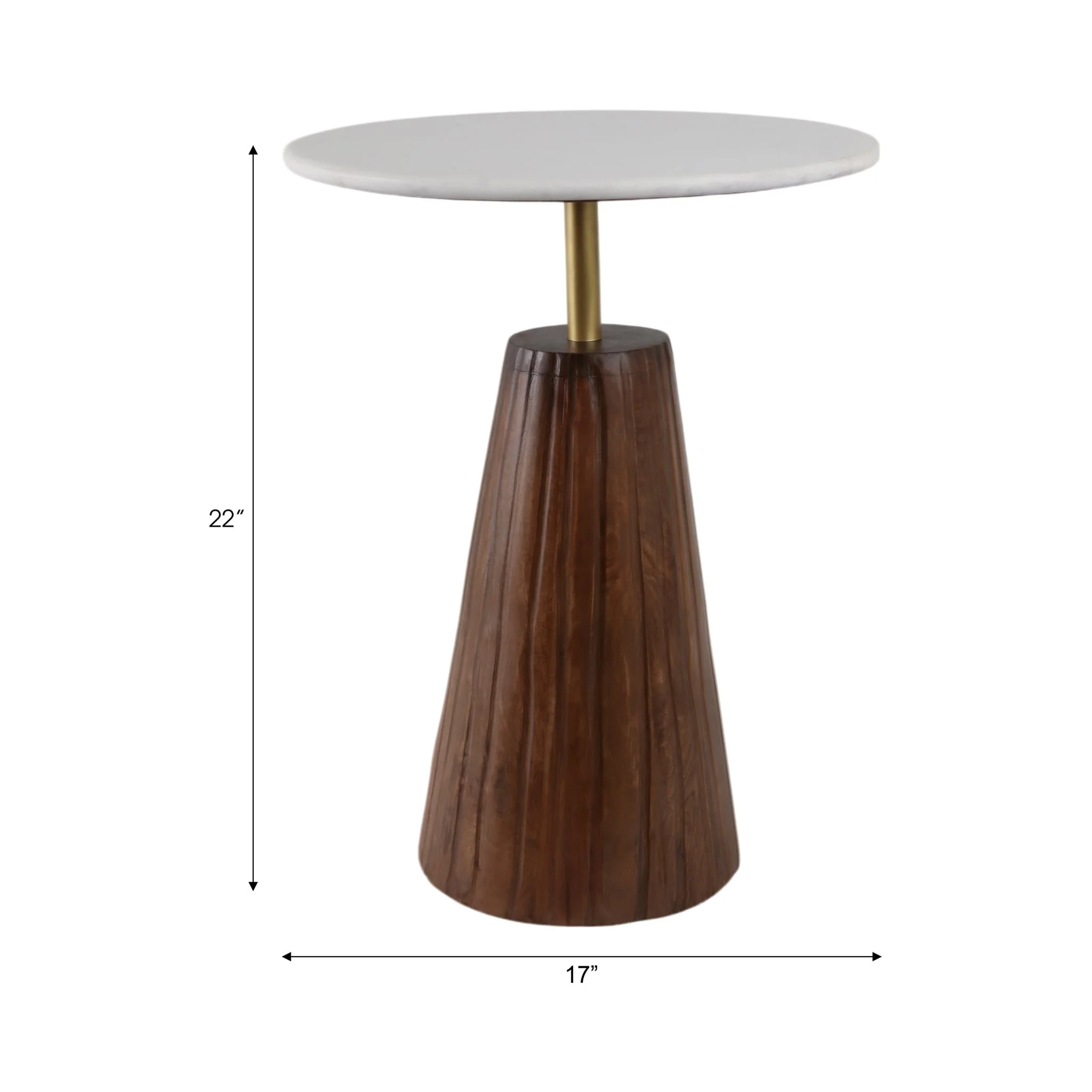 22x17" Fluted Base Marble Top Accent Table,wht/brw - Image 8