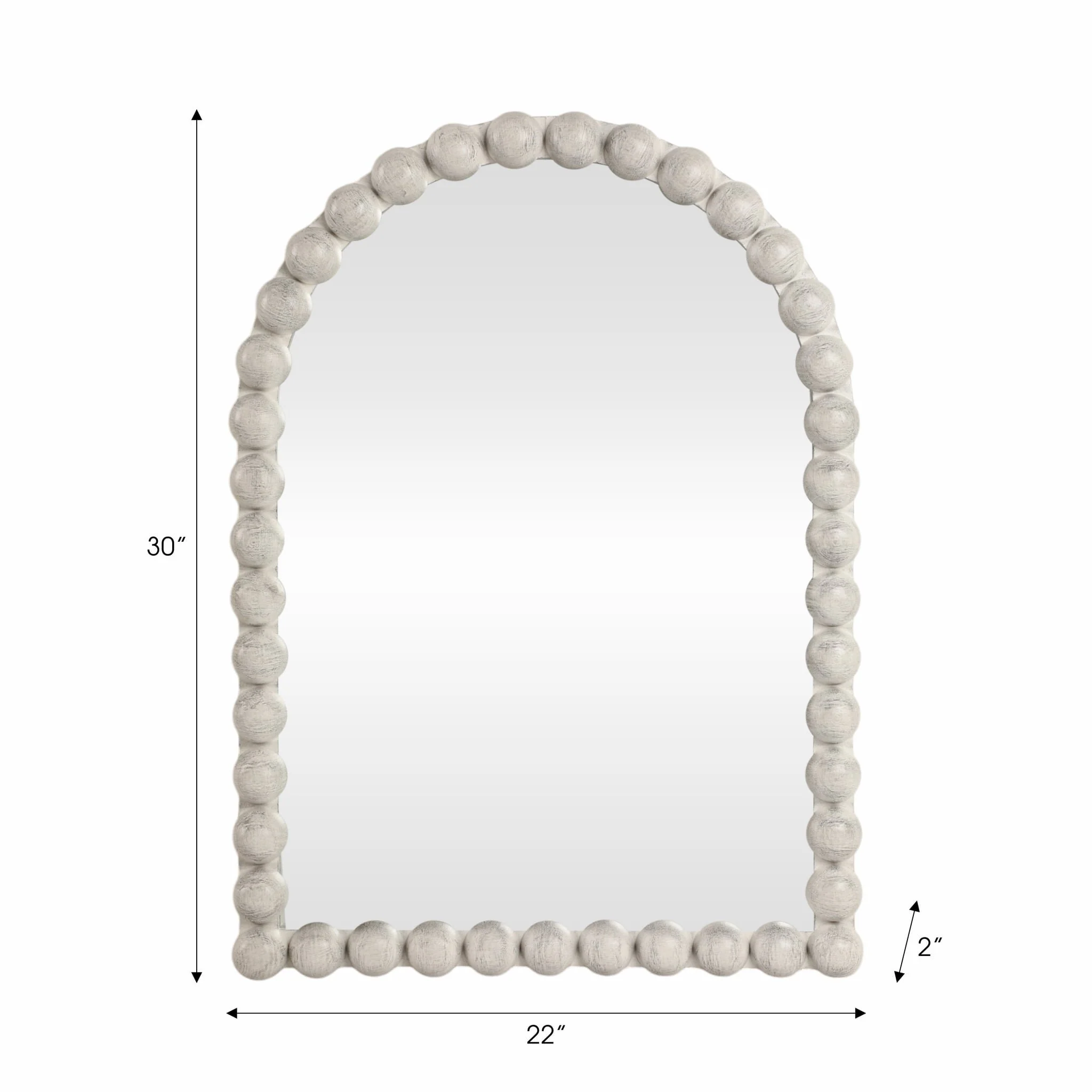 22x30 Large Knobby Arch Mirror, White - Image 7