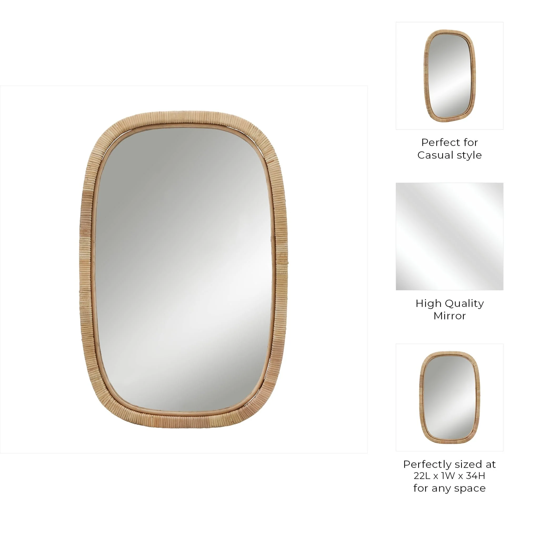 22x34 Rectangular Mirror, Brown - Image 9