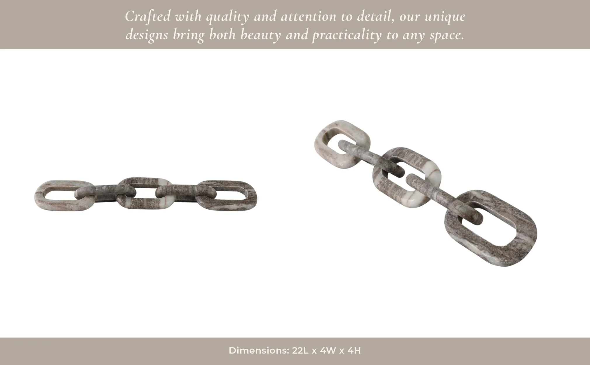 22x4" 5-link Marble Chain, Grey - Image 10