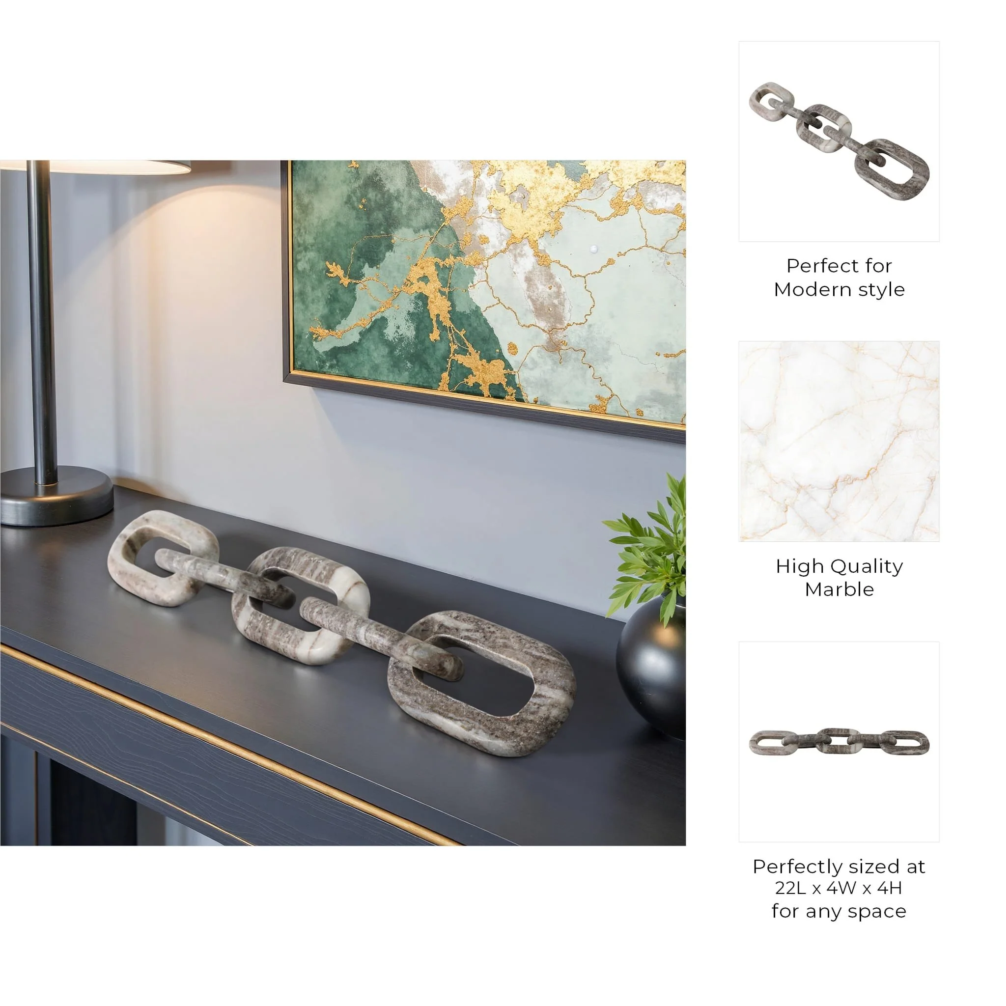 22x4" 5-link Marble Chain, Grey - Image 8