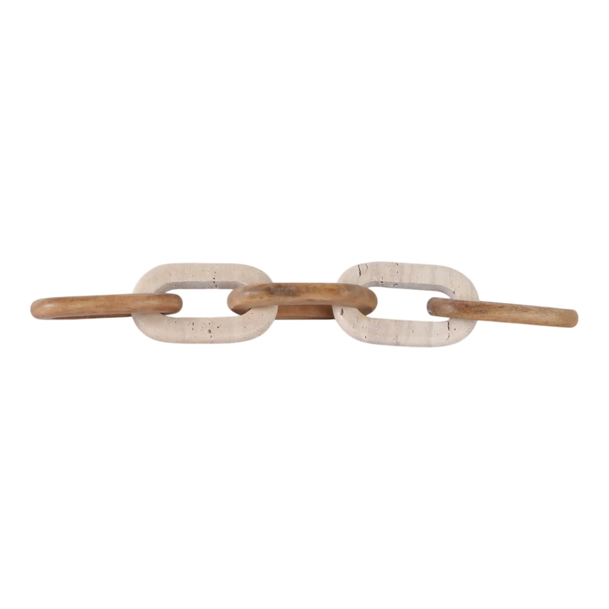 22x4" Travertine & Wood 5-link Chain, Tan - Image 4