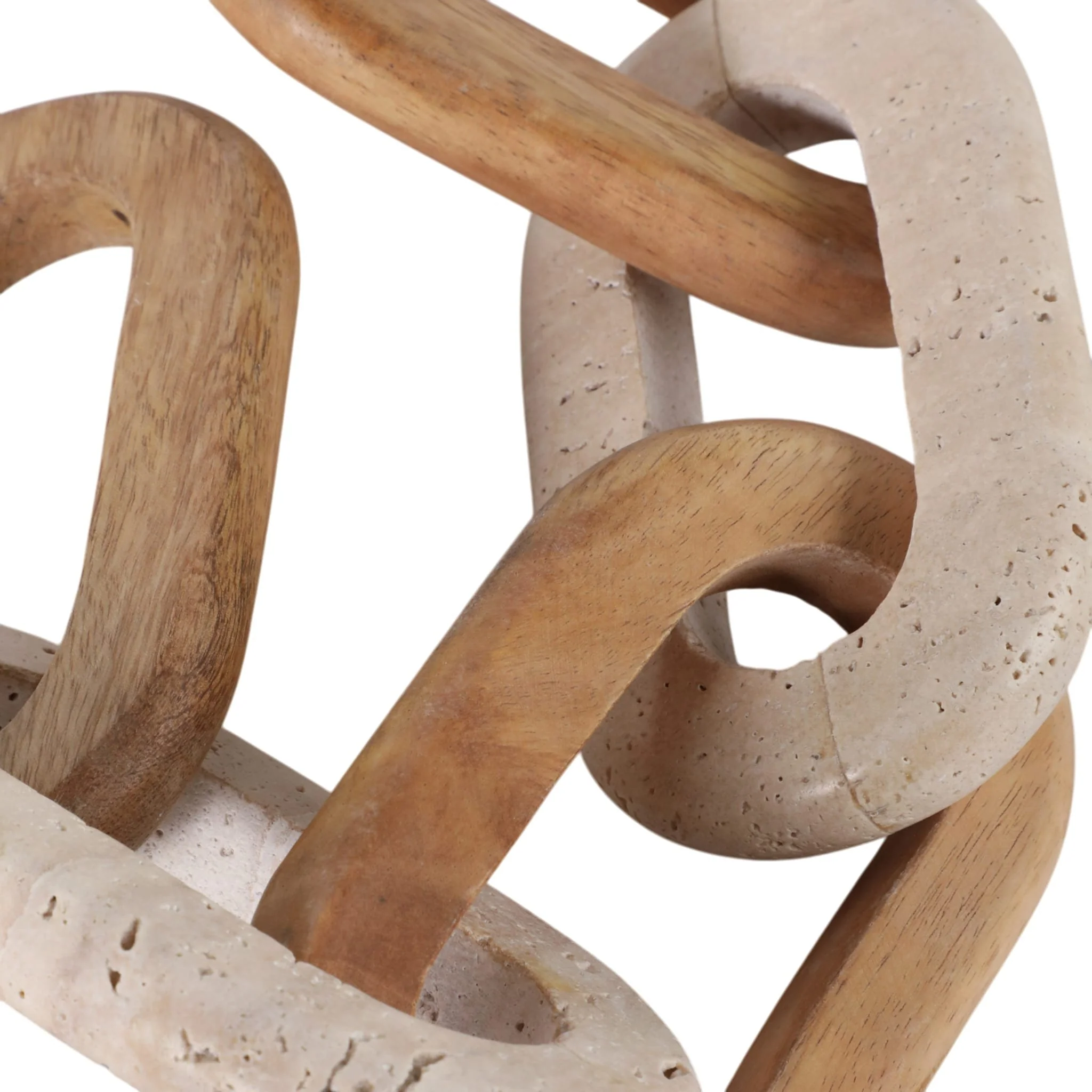 22x4" Travertine & Wood 5-link Chain, Tan - Image 5