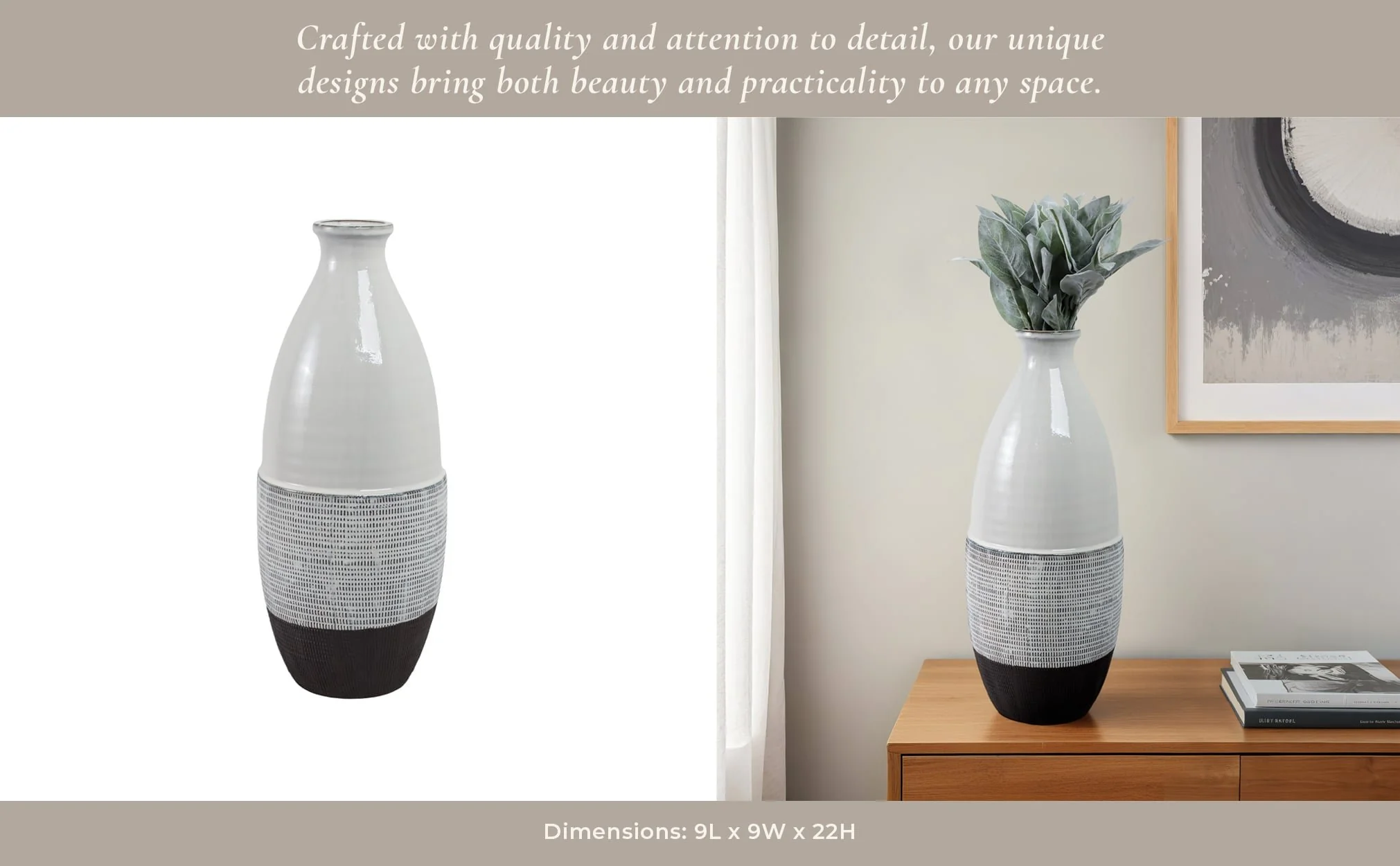 22x9" Textured Bottom Vase, Grey - Image 11