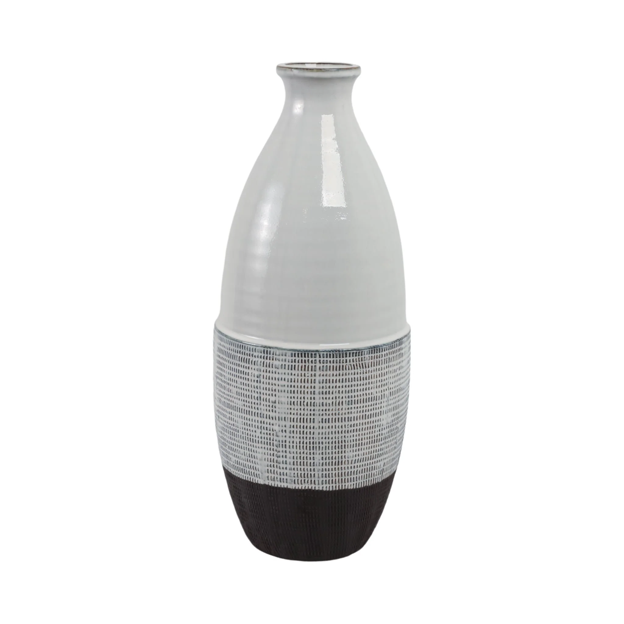22x9" Textured Bottom Vase, Grey - Image 3