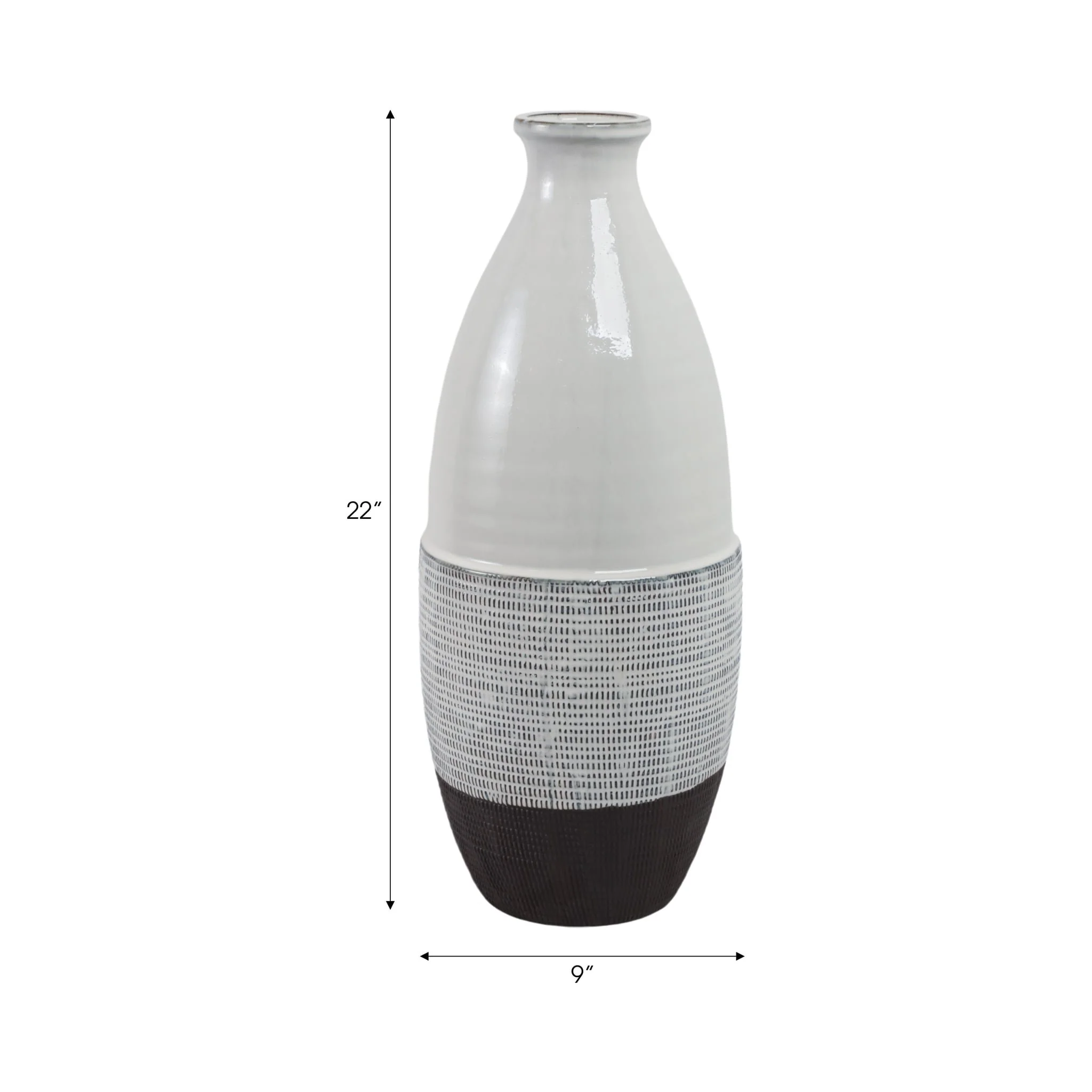 22x9" Textured Bottom Vase, Grey - Image 8