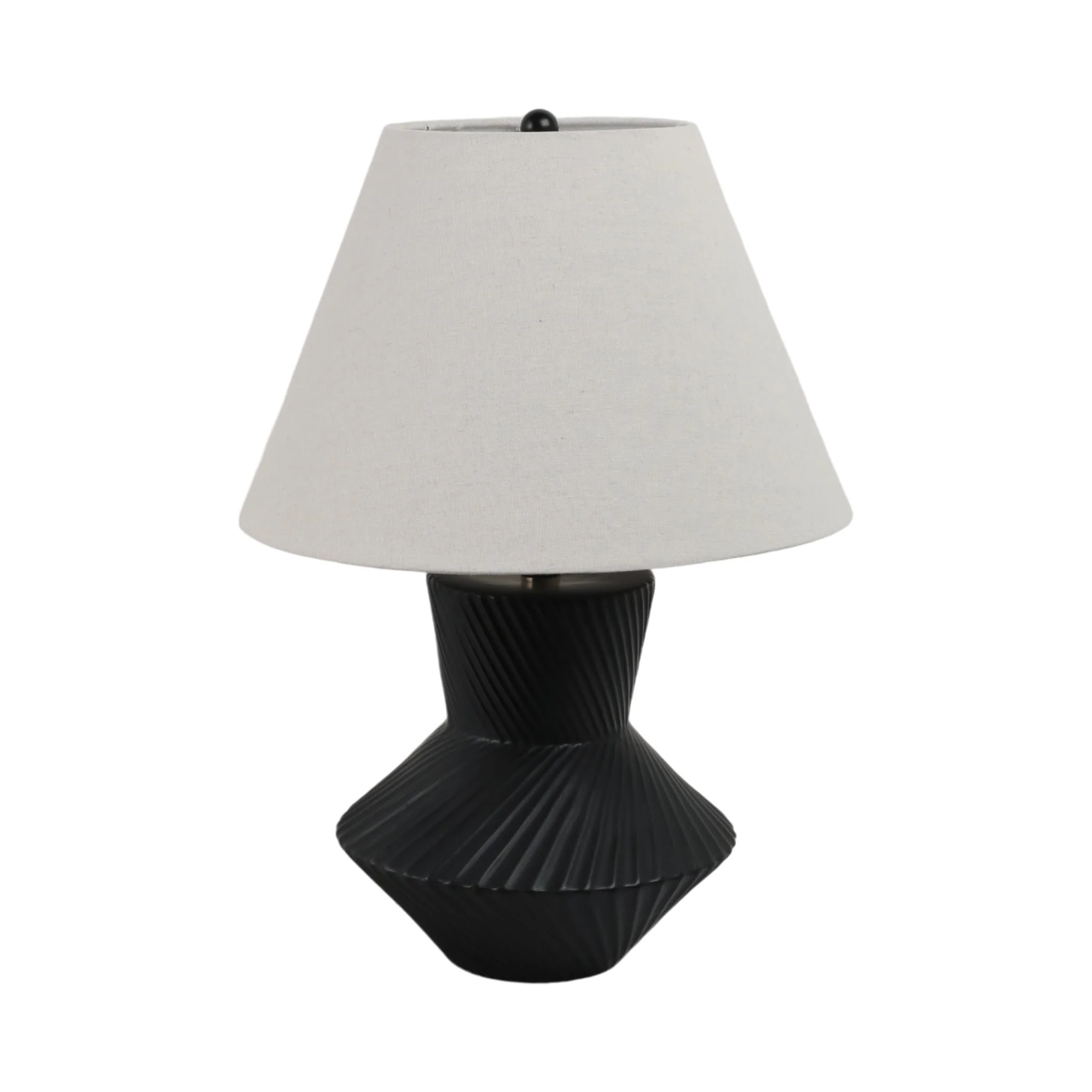 23" Ribbed Totem Table Lamp, Black/white - Image 2