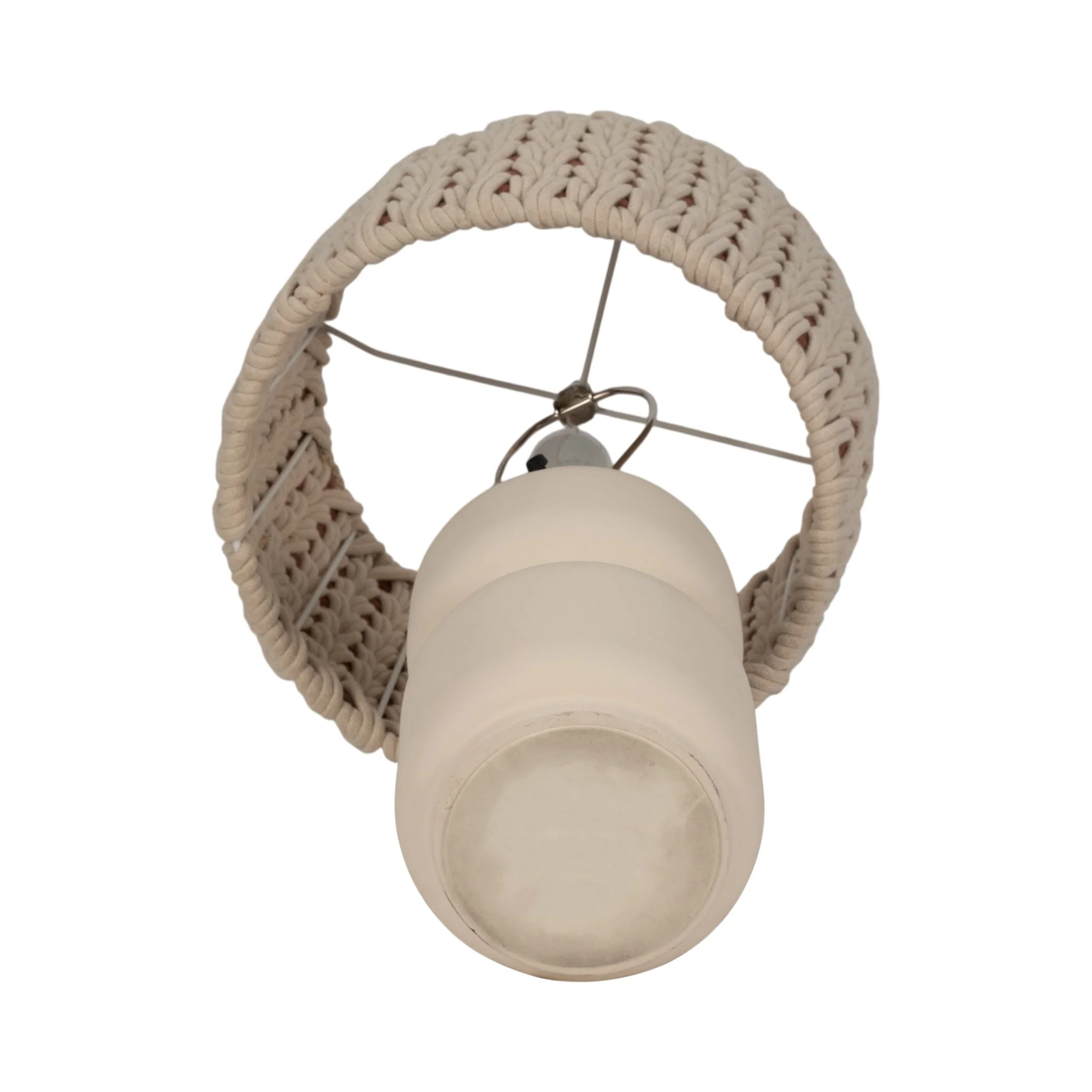 23"ceramic Table Lamp With Macrame Shade - Image 6