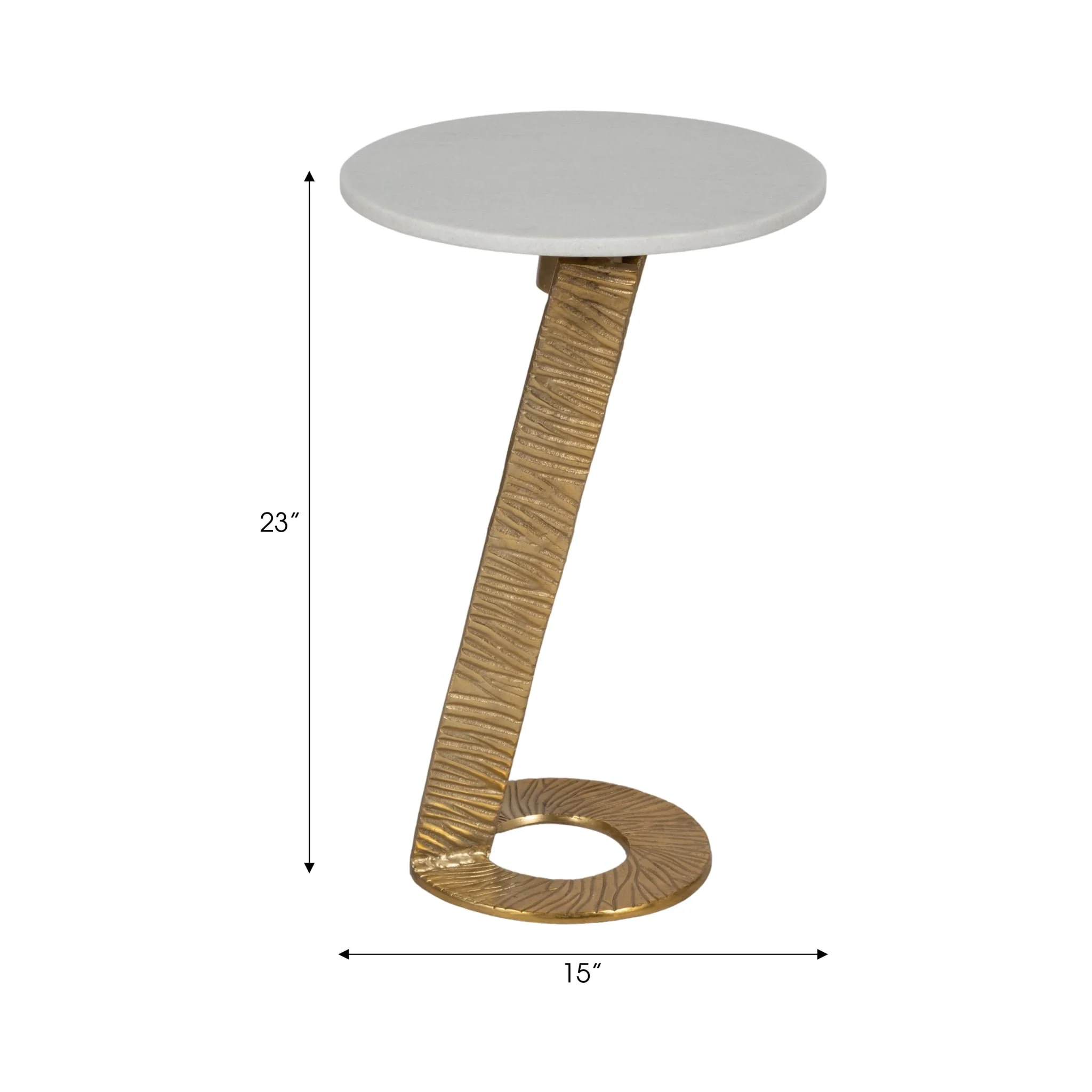 23"grooved Base Accent Table Marbletop,white/go Kd - Image 7
