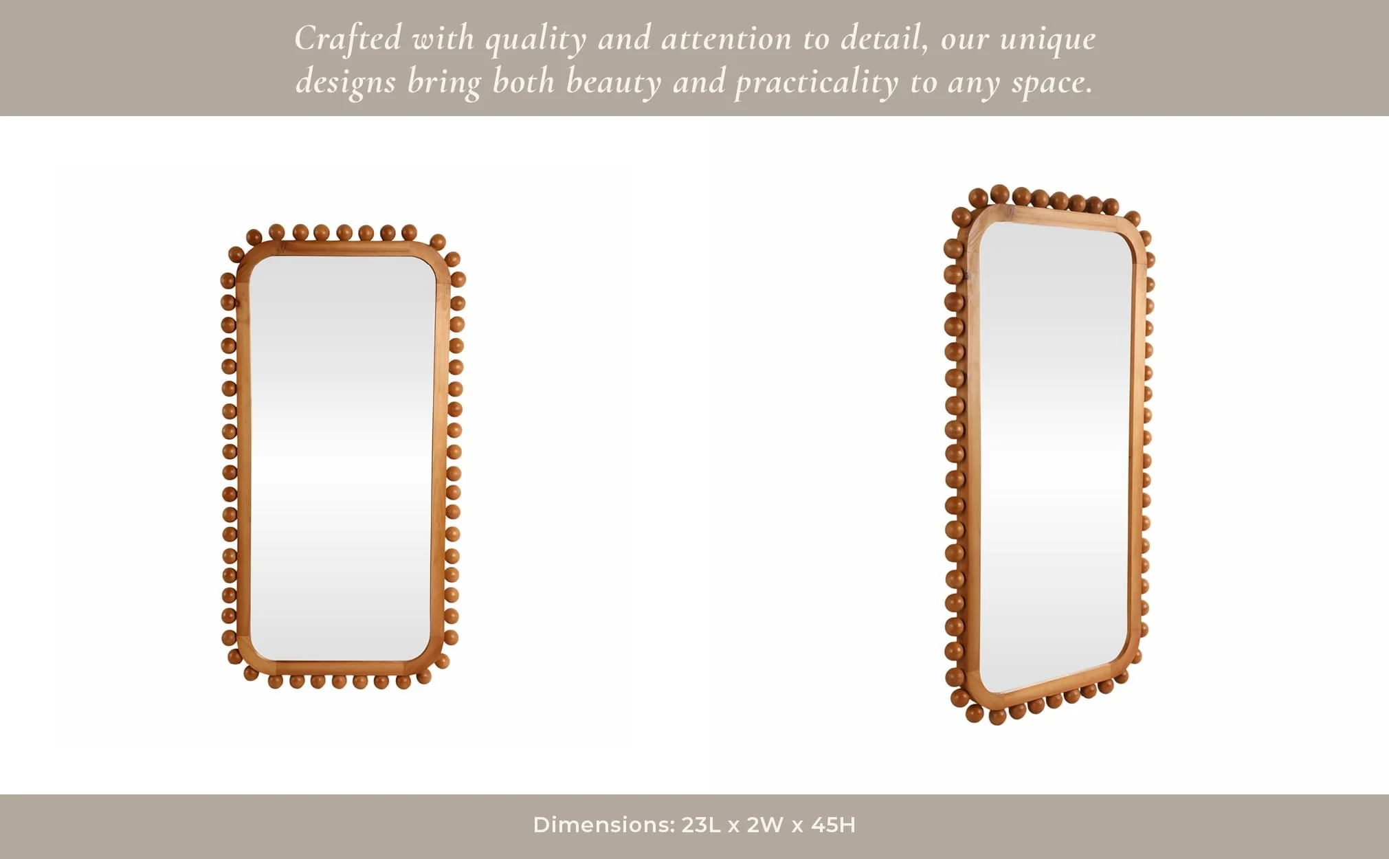23x45" Knobby Rectangular Mirror, Natural - Image 9