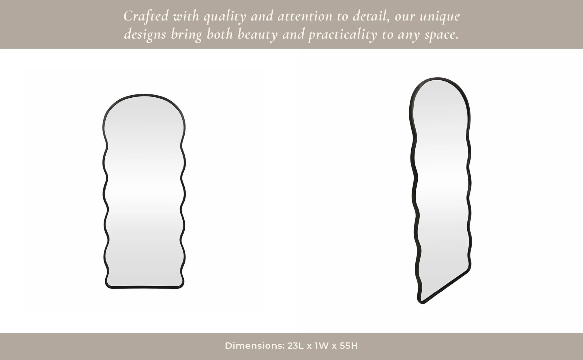 23x55" Curvy Edged Leaner Mirror, Black - Image 9