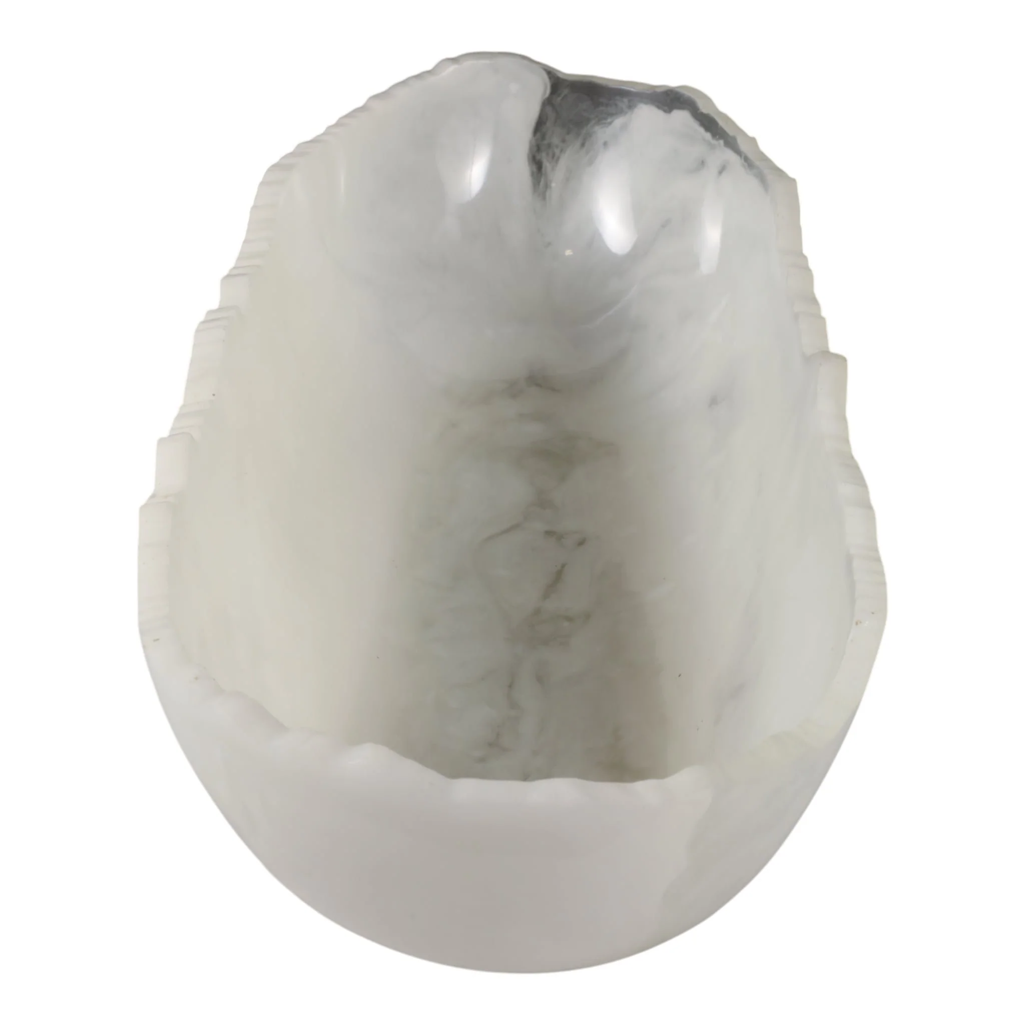23x9" Raw Edge Marbled Resin Bowl, White - Image 3