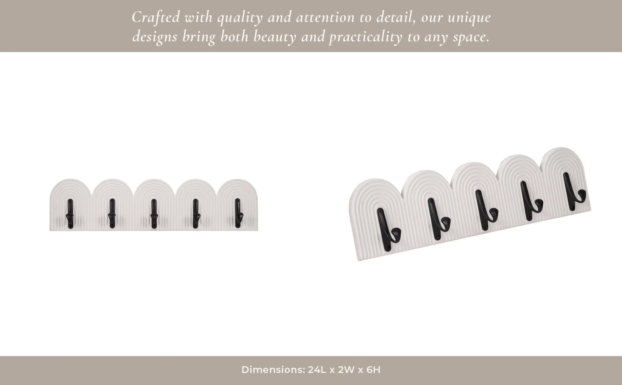 24" 5-arch Wall Hooks, White - Image 9