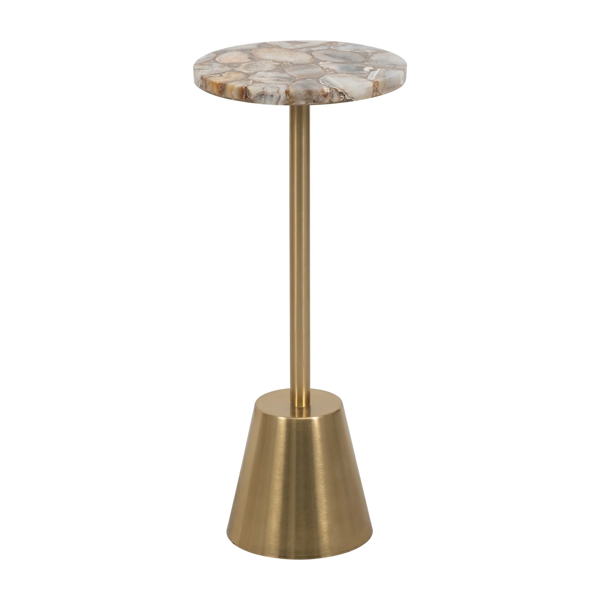 24" Agate Top Polished Edge Accent Table, Gold - Image 2