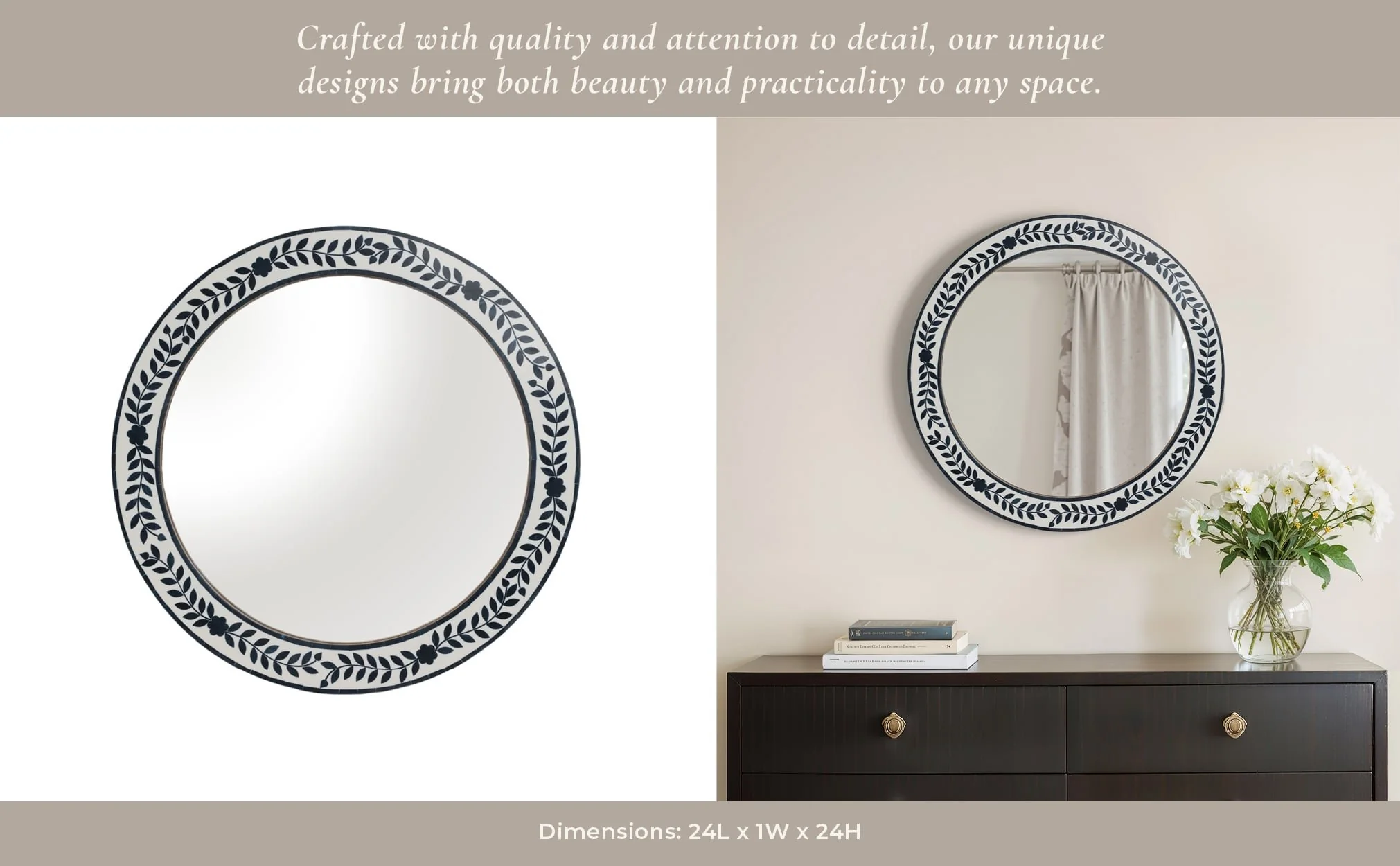 24" Blue Petals Resin Frame Mirror, White/blue - Image 10