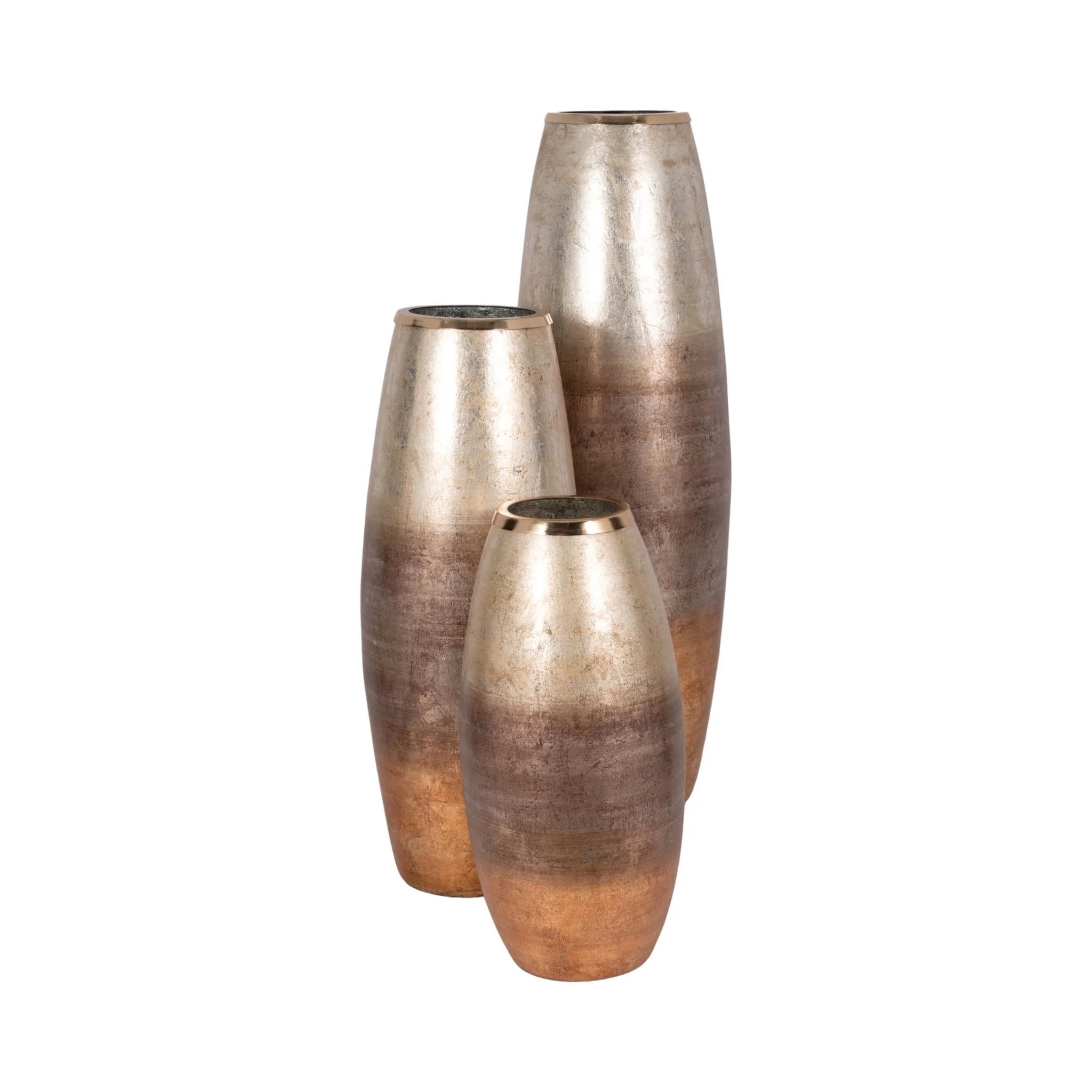 24" Curved Glass Vase Metallic Ombre Finish, Multi - Image 7