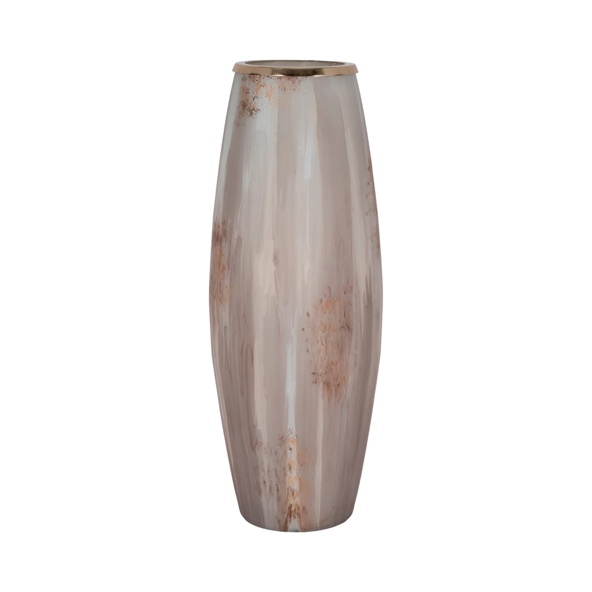 24" Curved Glass Vase Opal Finish, Ivory Multi - Image 3