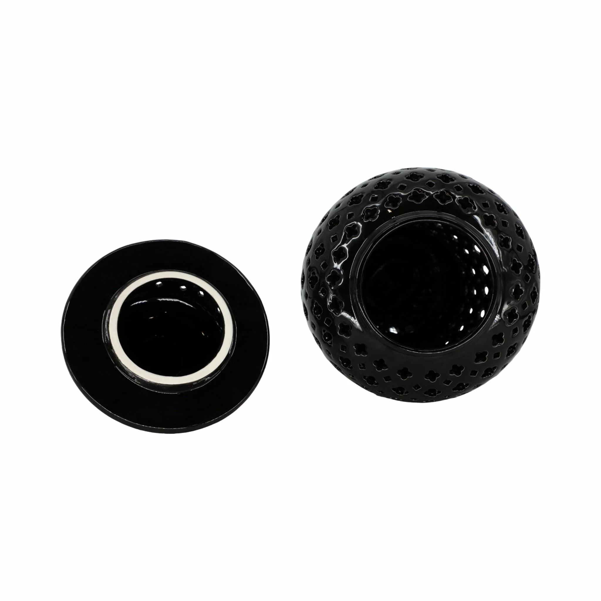 24" Cut-out Clover Temple Jar, Black - Image 5