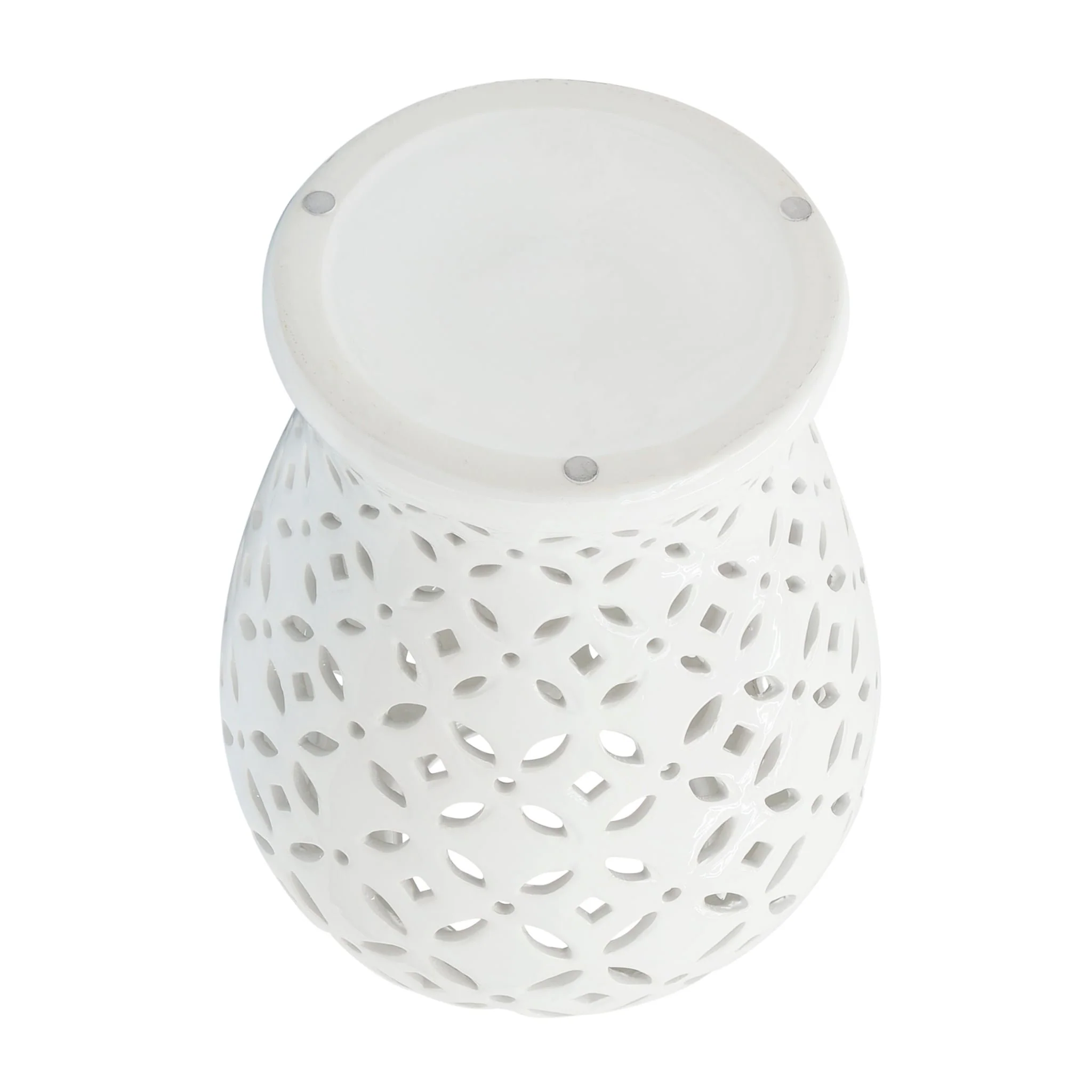 24" Cut-out Daisies Temple Jar, White - Image 6