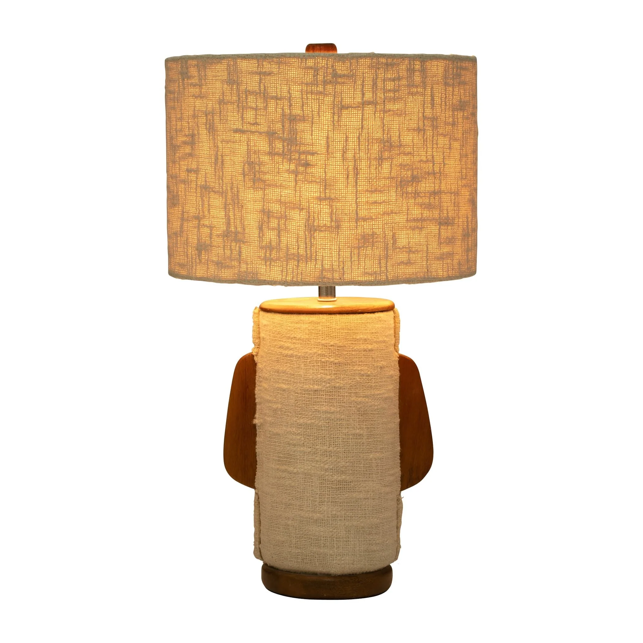 24" Ecomix Fabric Lamp With Wood, Ivory - Image 2
