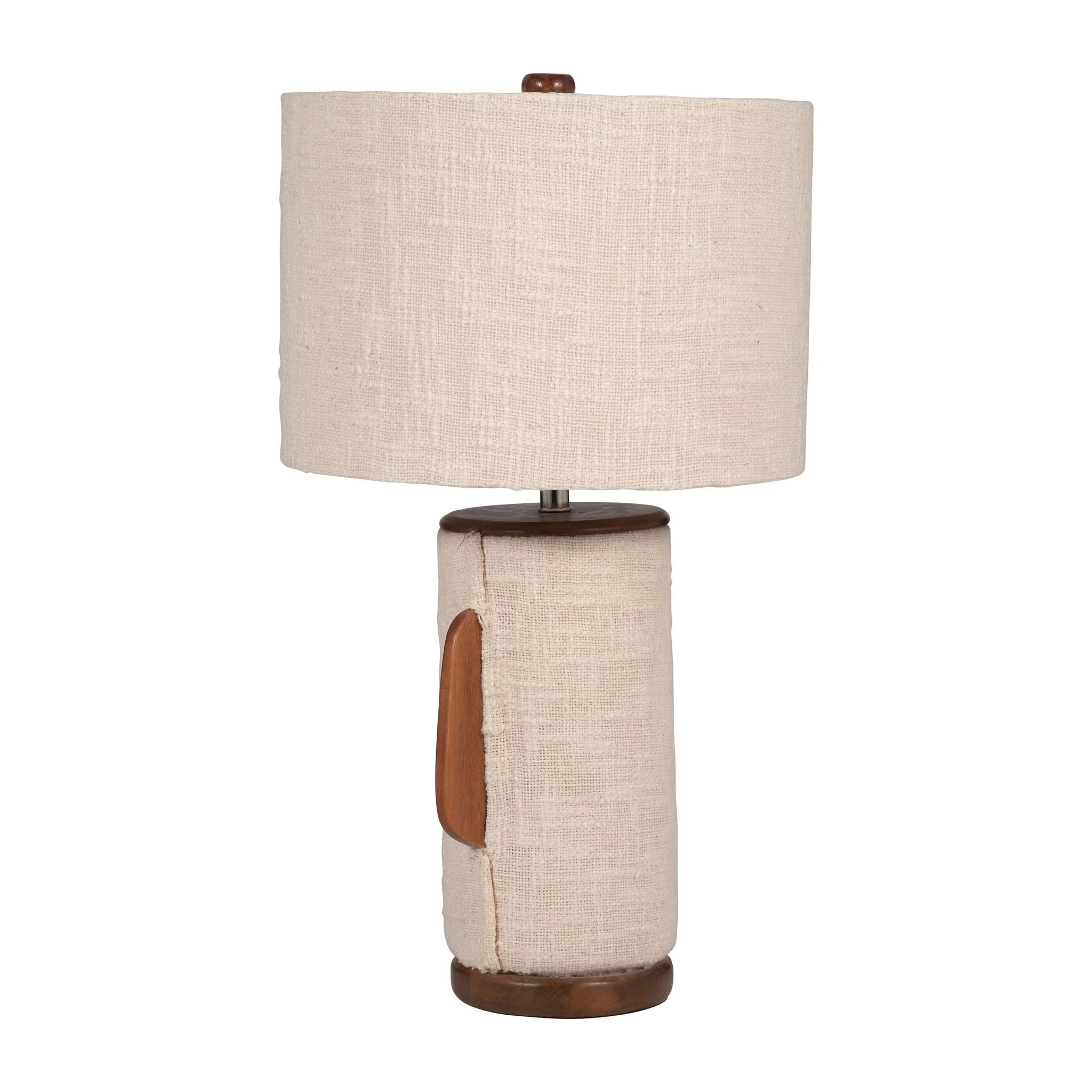 24" Ecomix Fabric Lamp With Wood, Ivory - Image 3