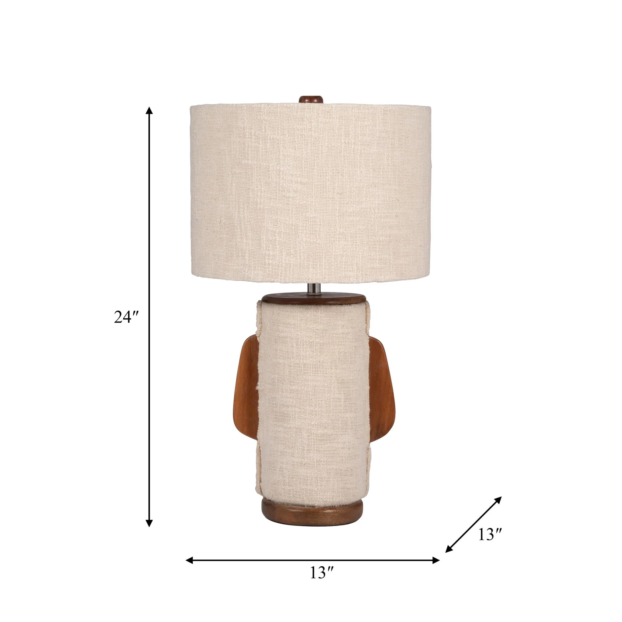 24" Ecomix Fabric Lamp With Wood, Ivory - Image 9