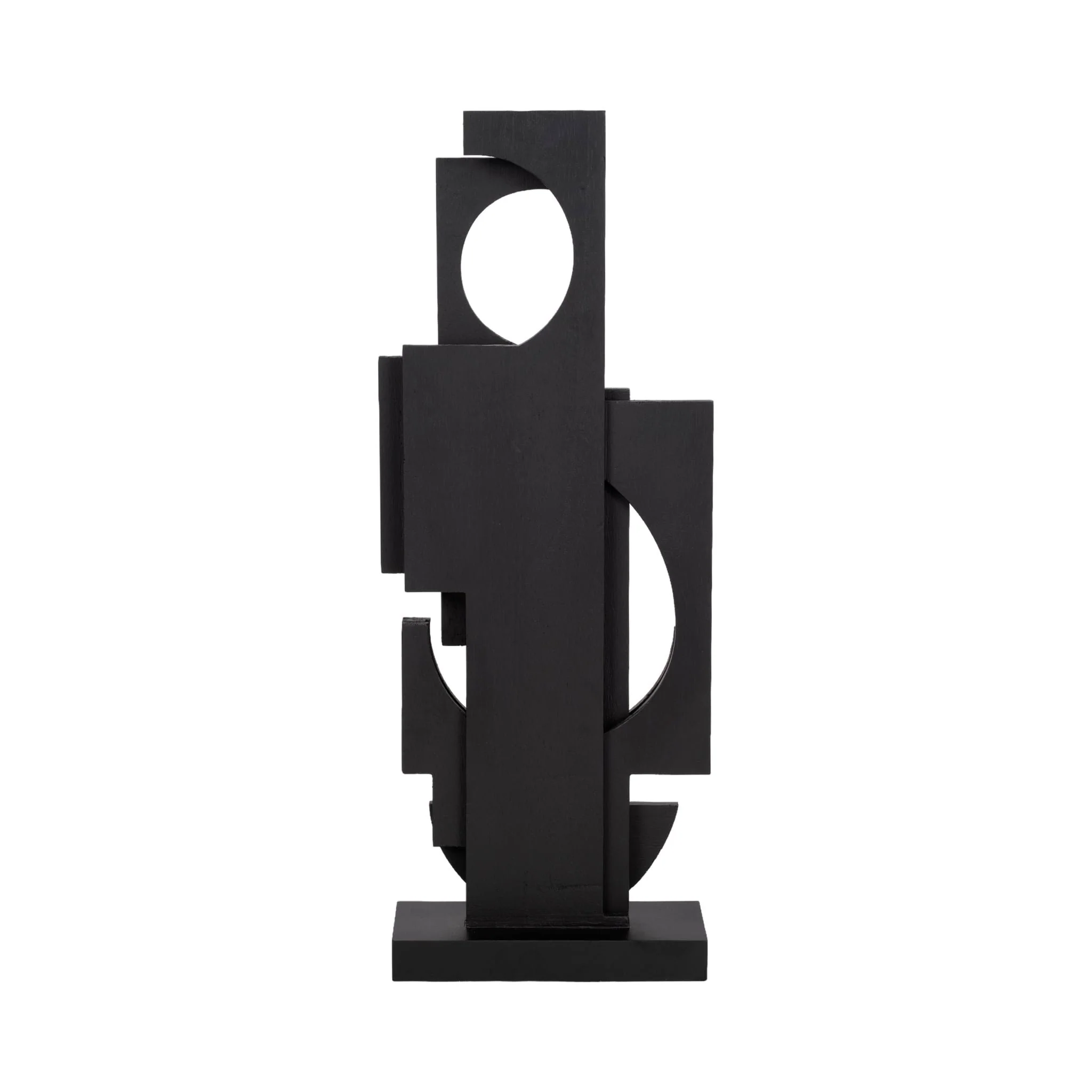 24" Modern Stacked Sculpture, Black - Image 4