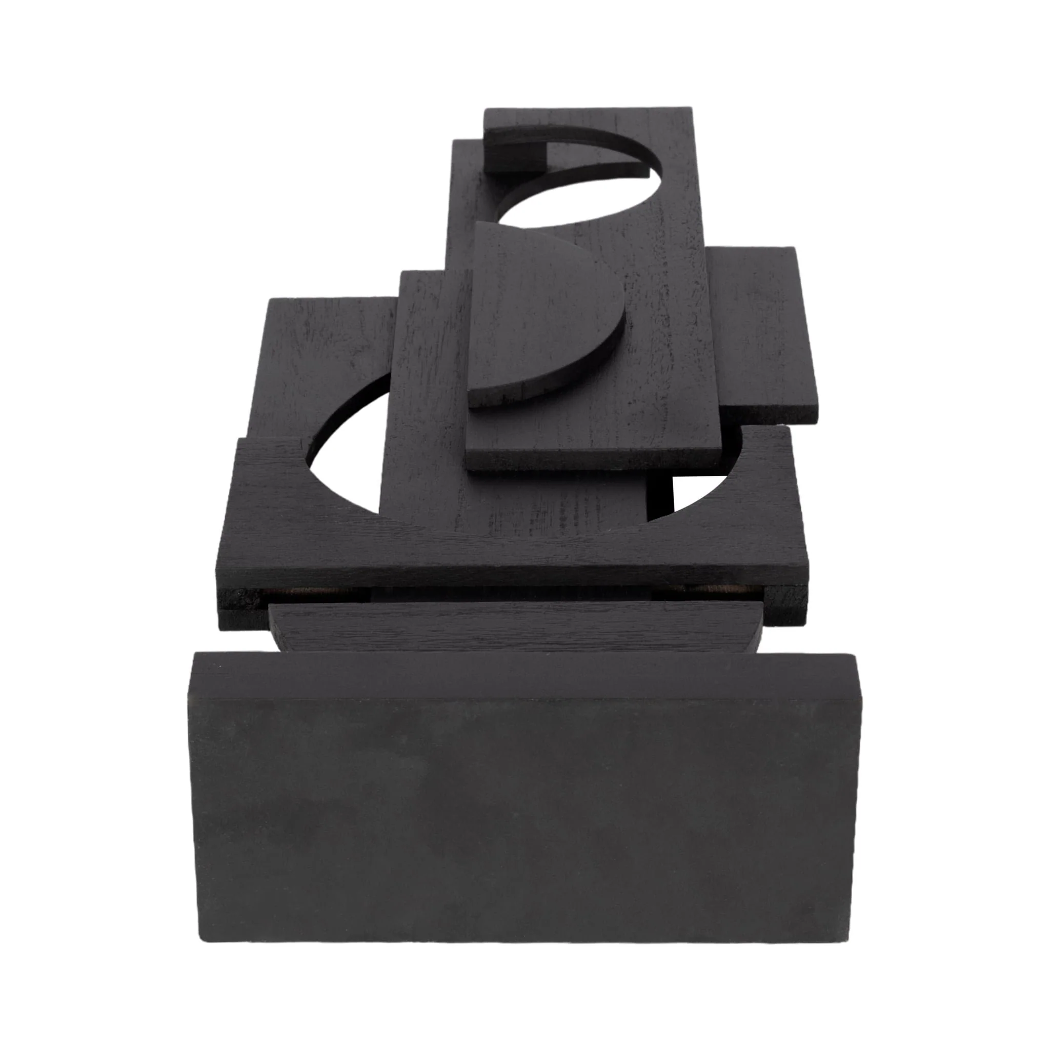24" Modern Stacked Sculpture, Black - Image 7