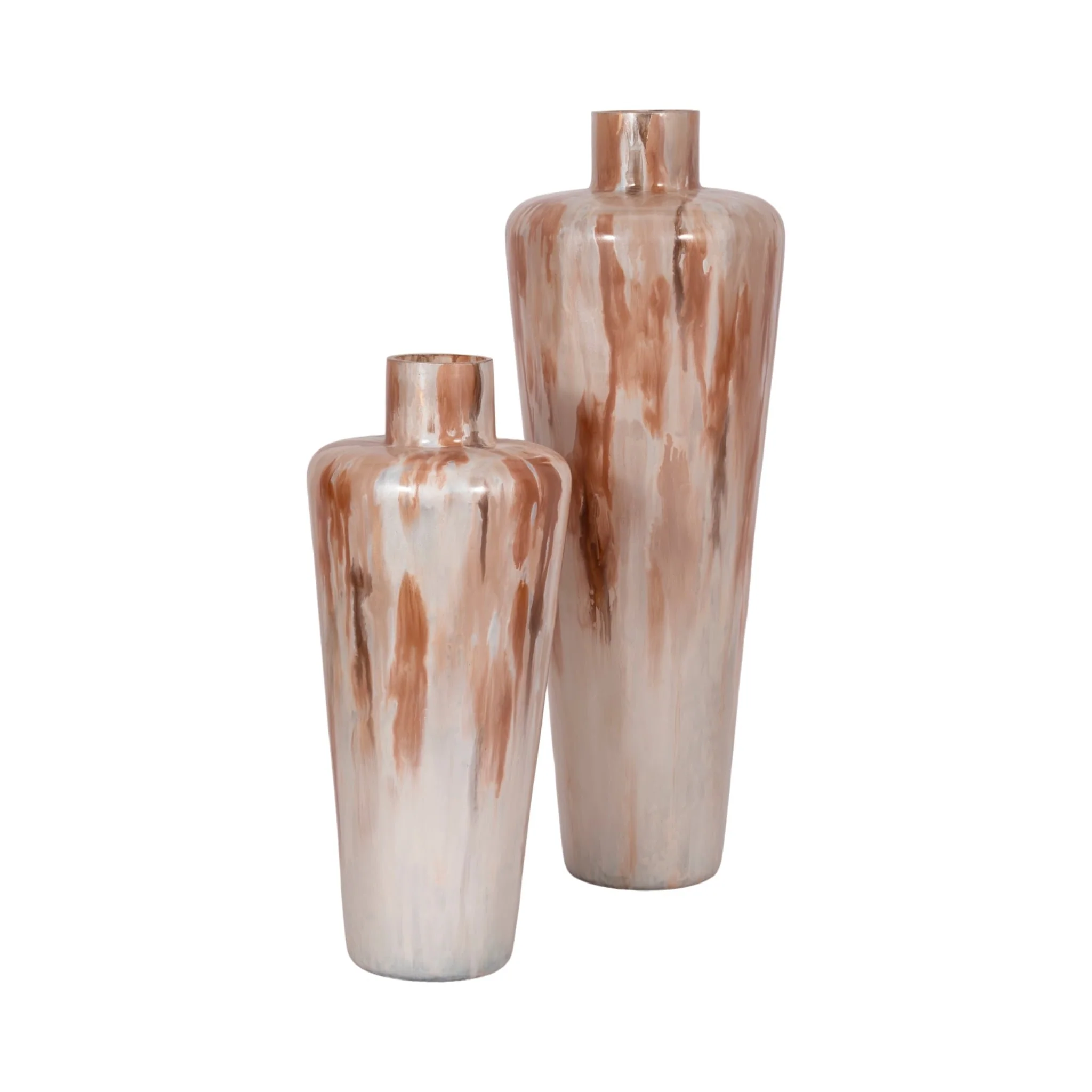 24" Nude Drip Finish Glass Floor Vase, Tan Multi - Image 7