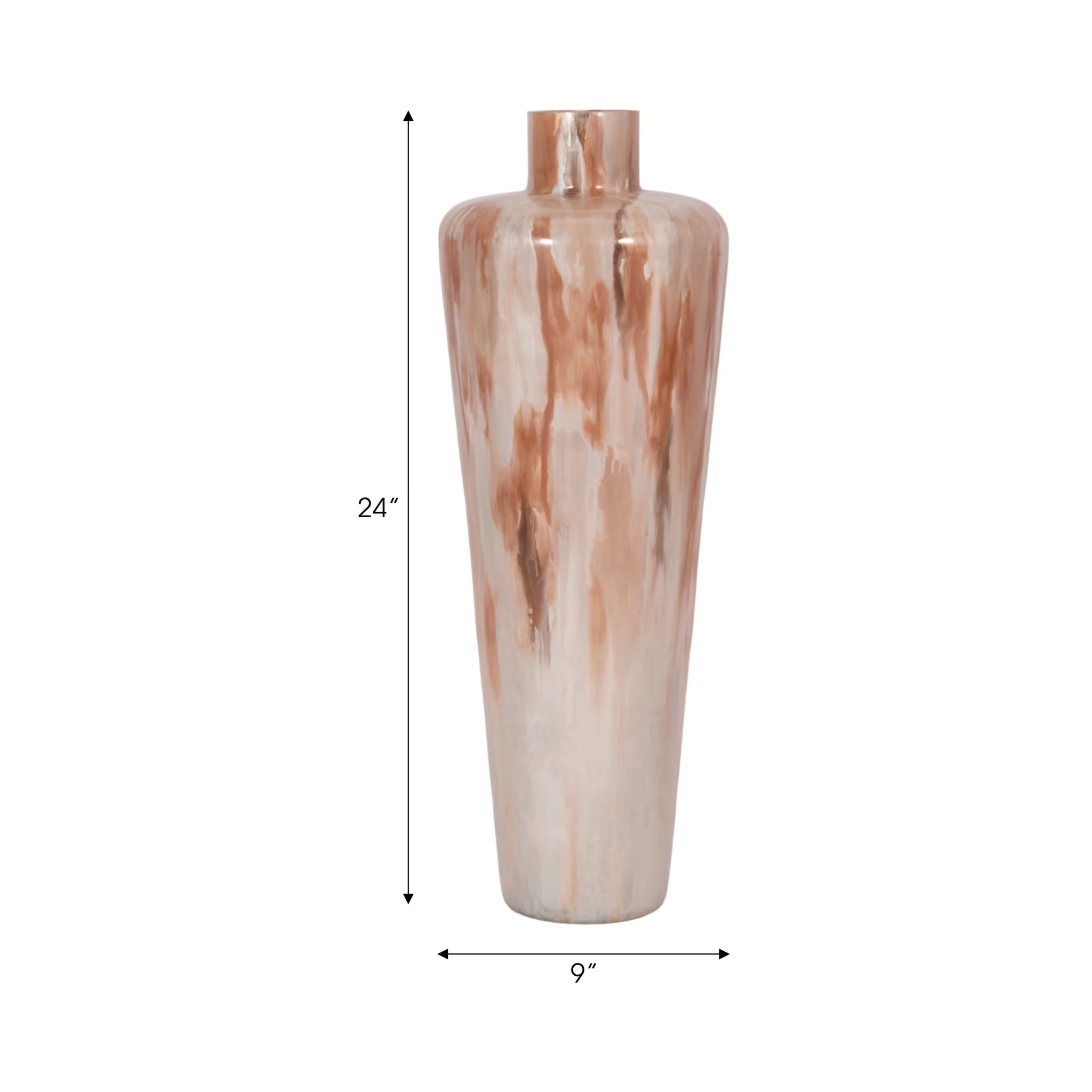 24" Nude Drip Finish Glass Floor Vase, Tan Multi - Image 8