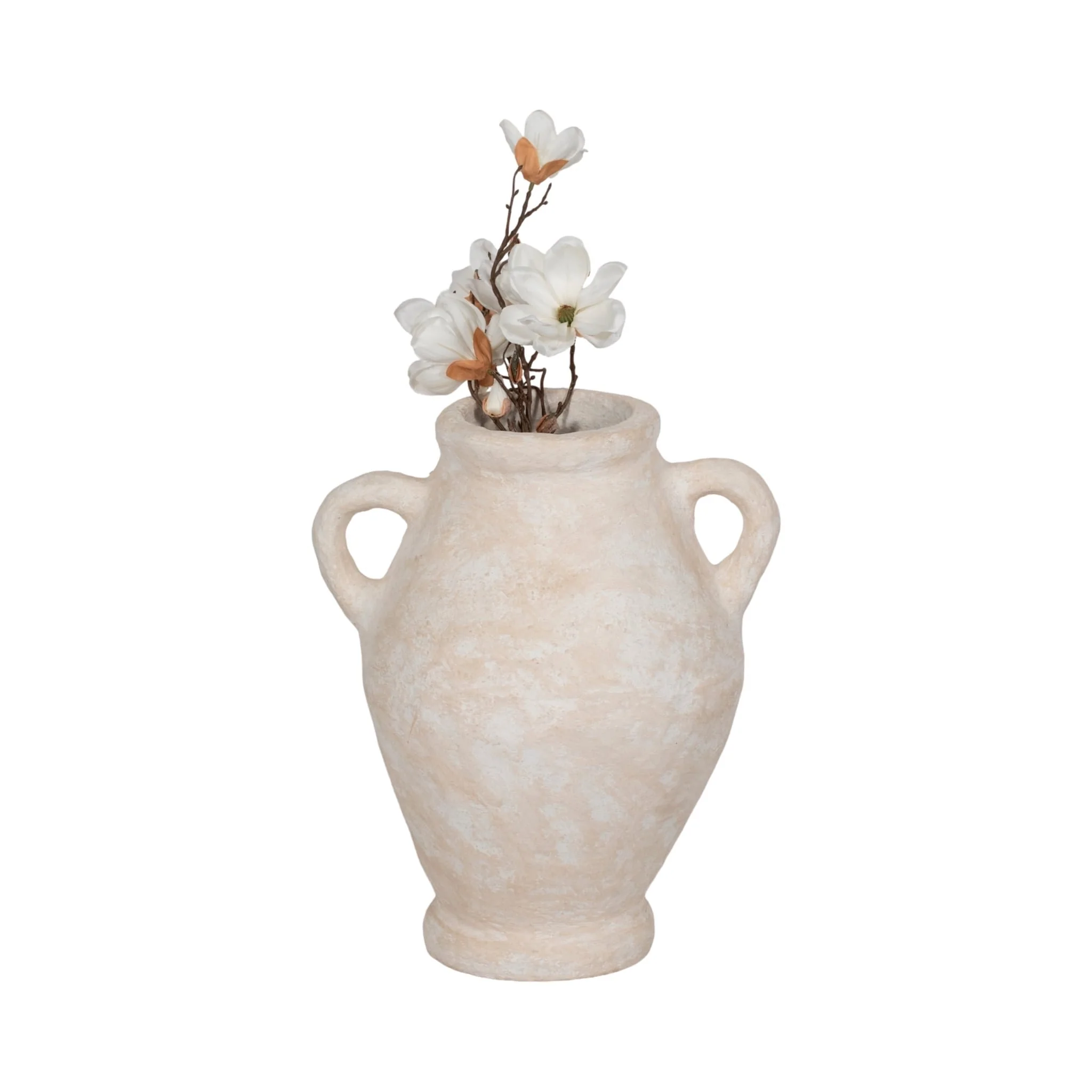 24" Paper Mache Jug With Handles, White - Image 2