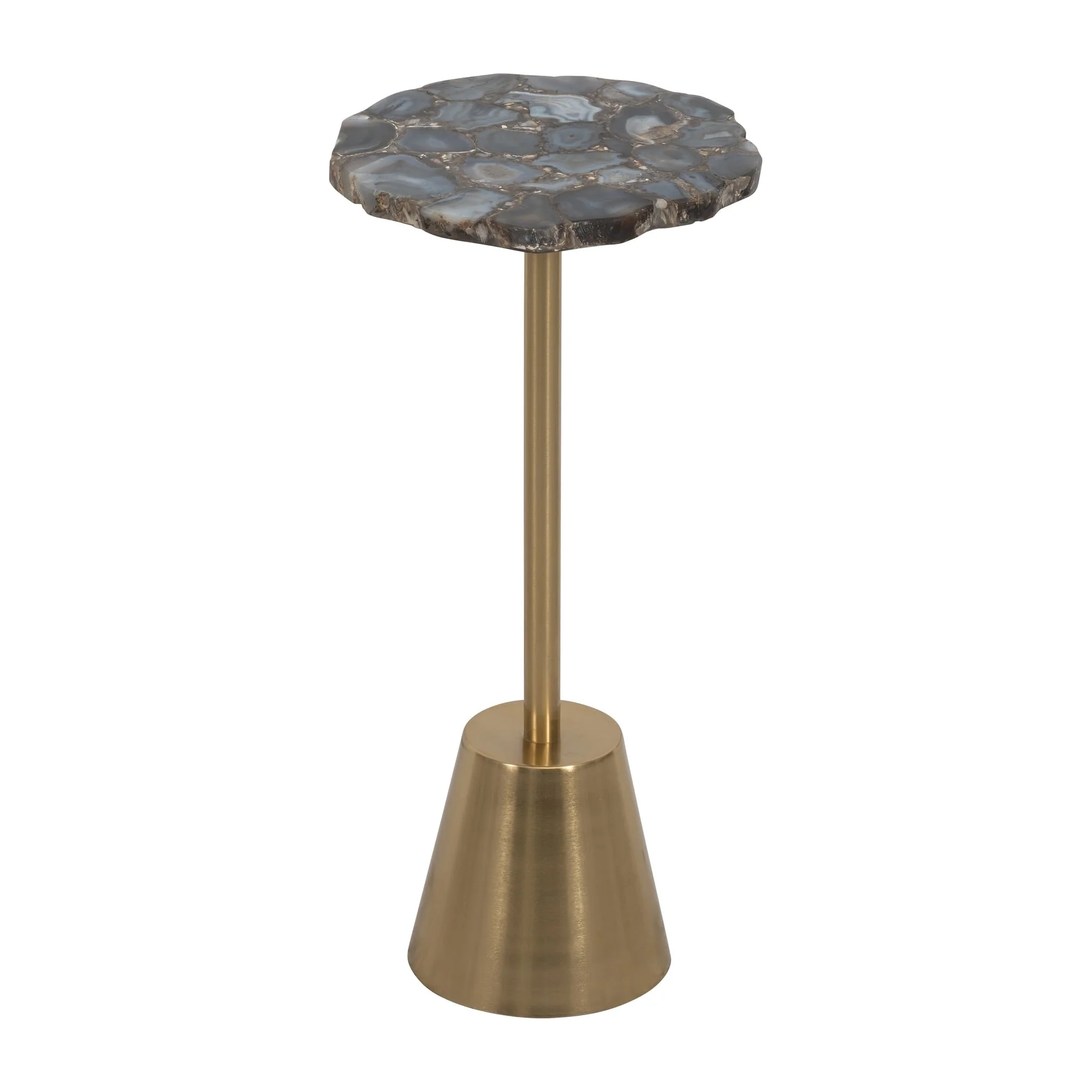 24" Rough Edge Agate Top Accent Table, Gold - Image 3