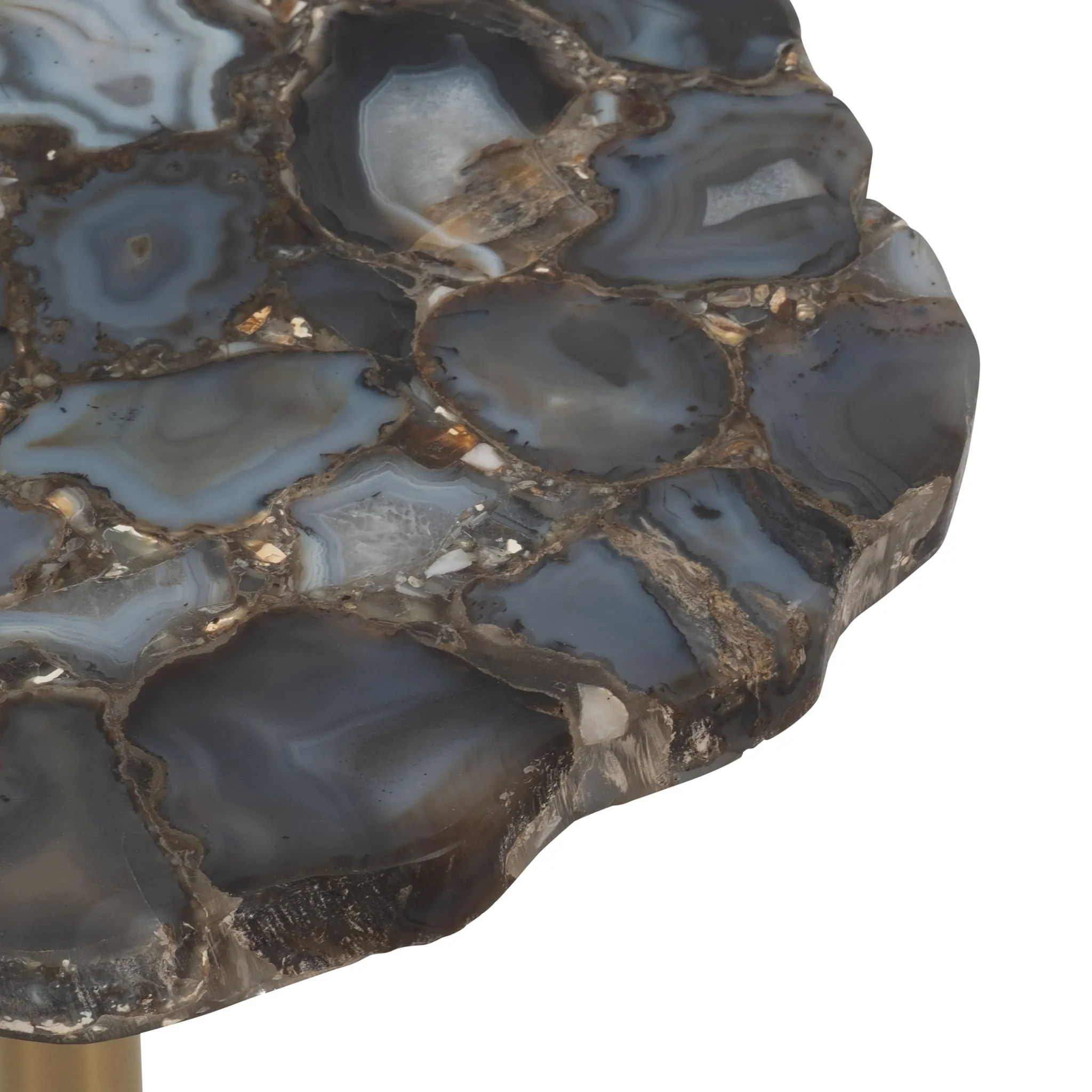 24" Rough Edge Agate Top Accent Table, Gold - Image 5