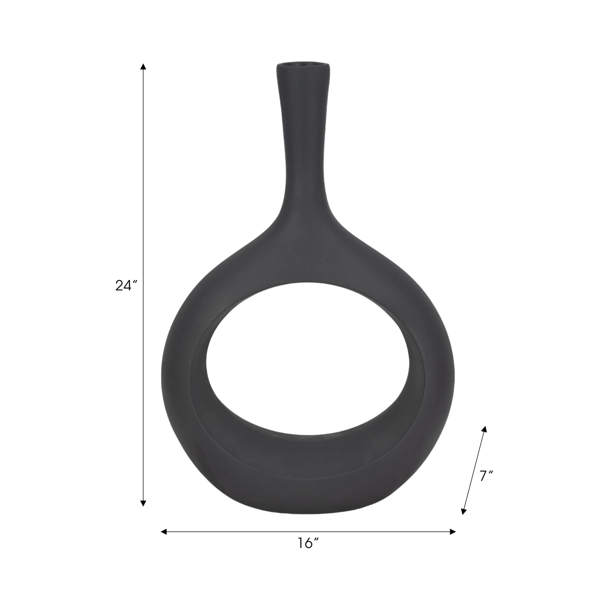 24" Rough Texture Round Cut Out Vase, Charcoal - Image 8